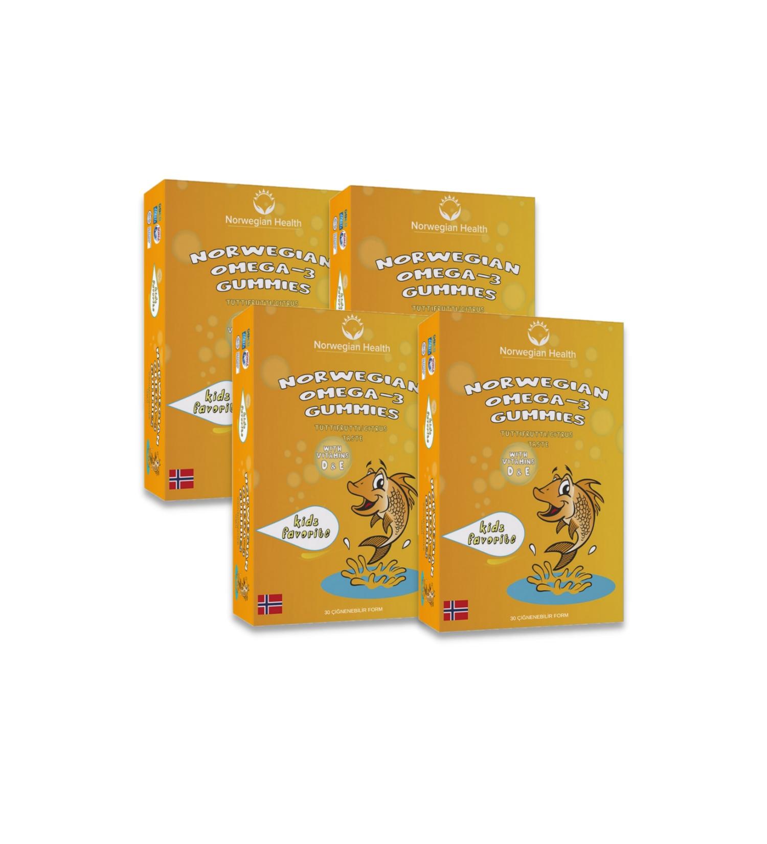 Norwegian Health Kids Tutti Frutti Flavored Omega-3 Gummies 30 Capsules X 4pcs - Buy Online on GoSupps.com
