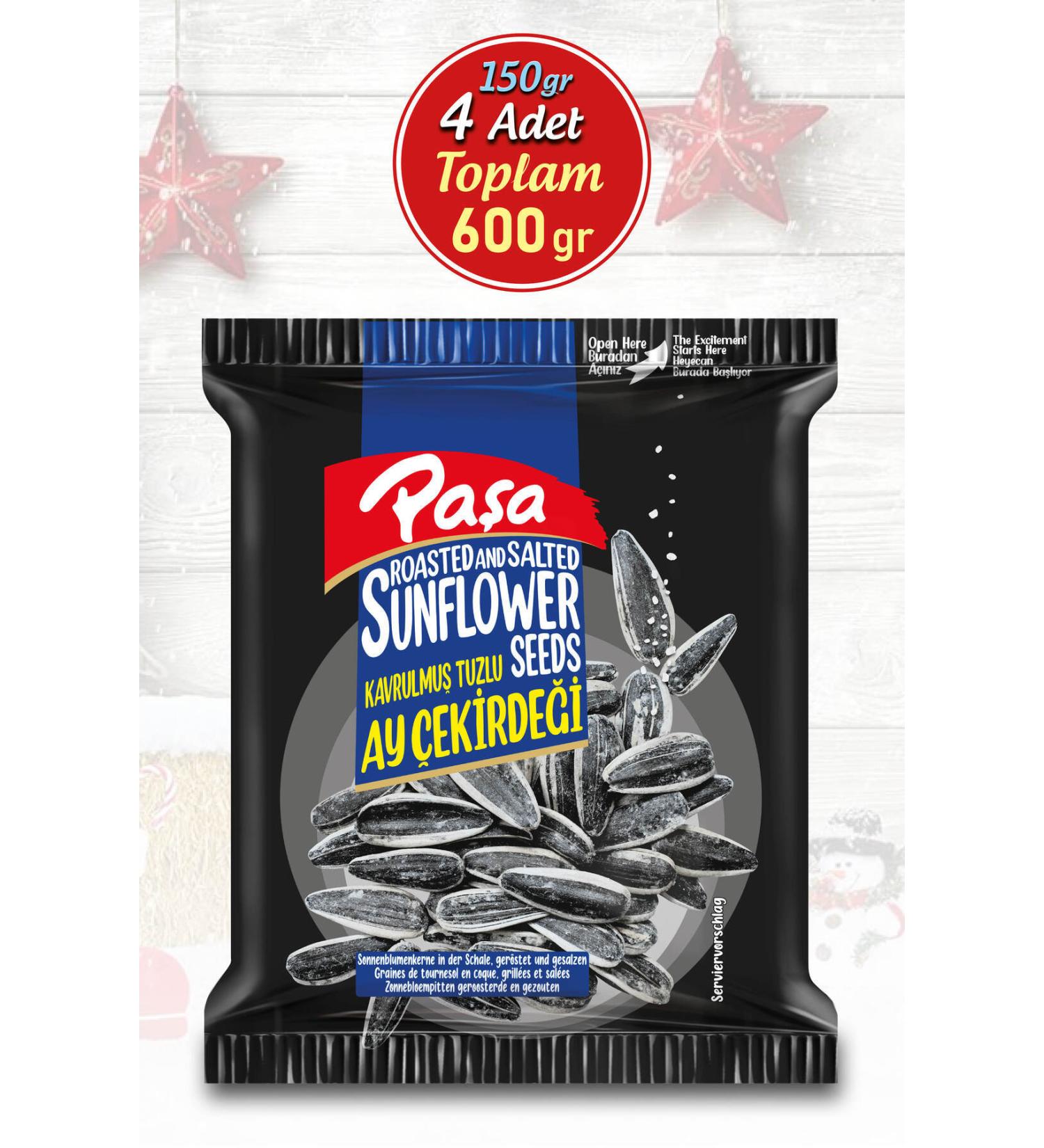 Pasha Nuts Black Salted Sunflower Seeds 150 gr X 4 Pieces (TOTAL 600 GR) - Buy Online on GoSupps.com