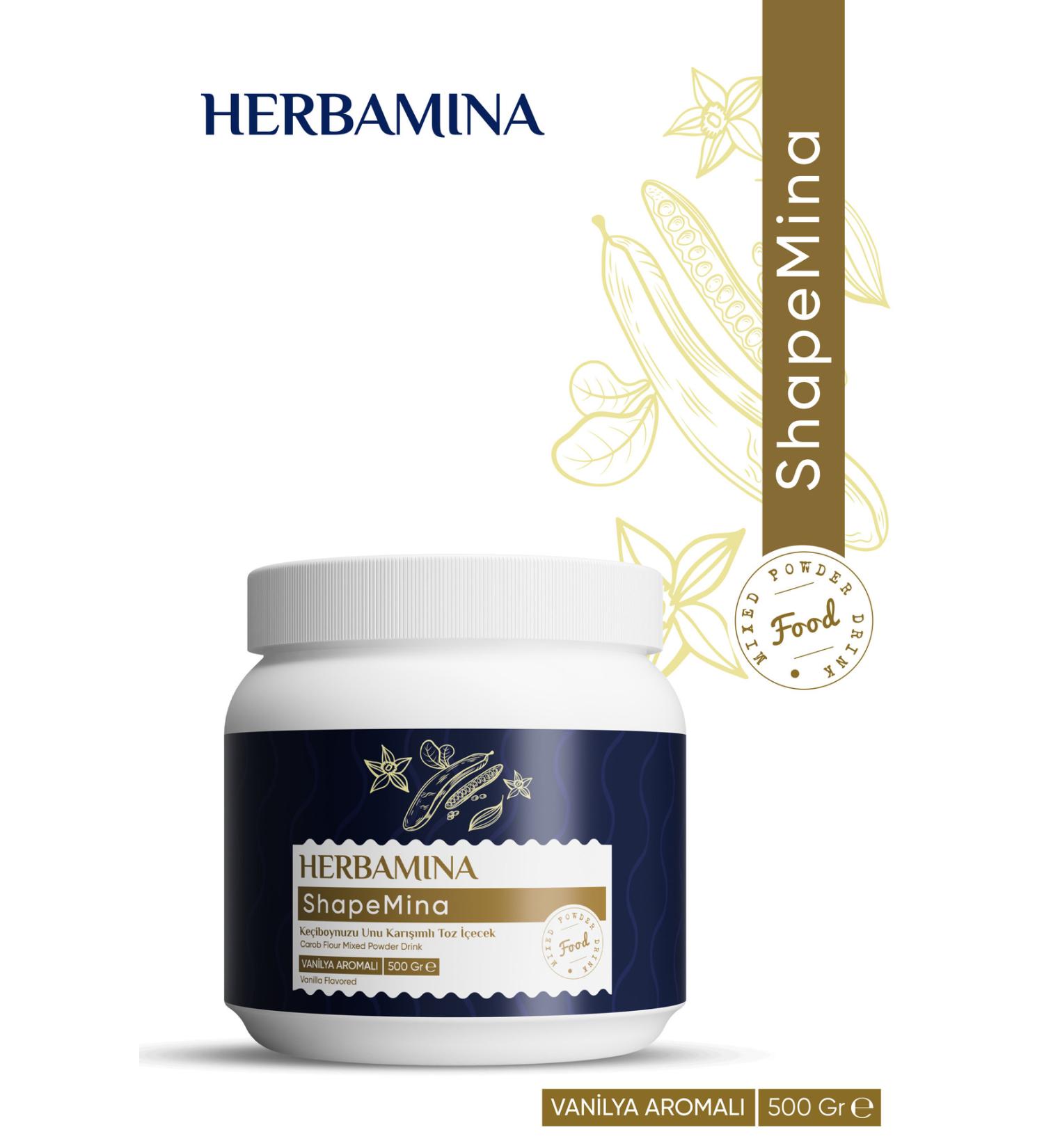 Herbamina Shapemina Carob Flour Powder Drink - Vanilla Flavored - Buy Online on GoSupps.com