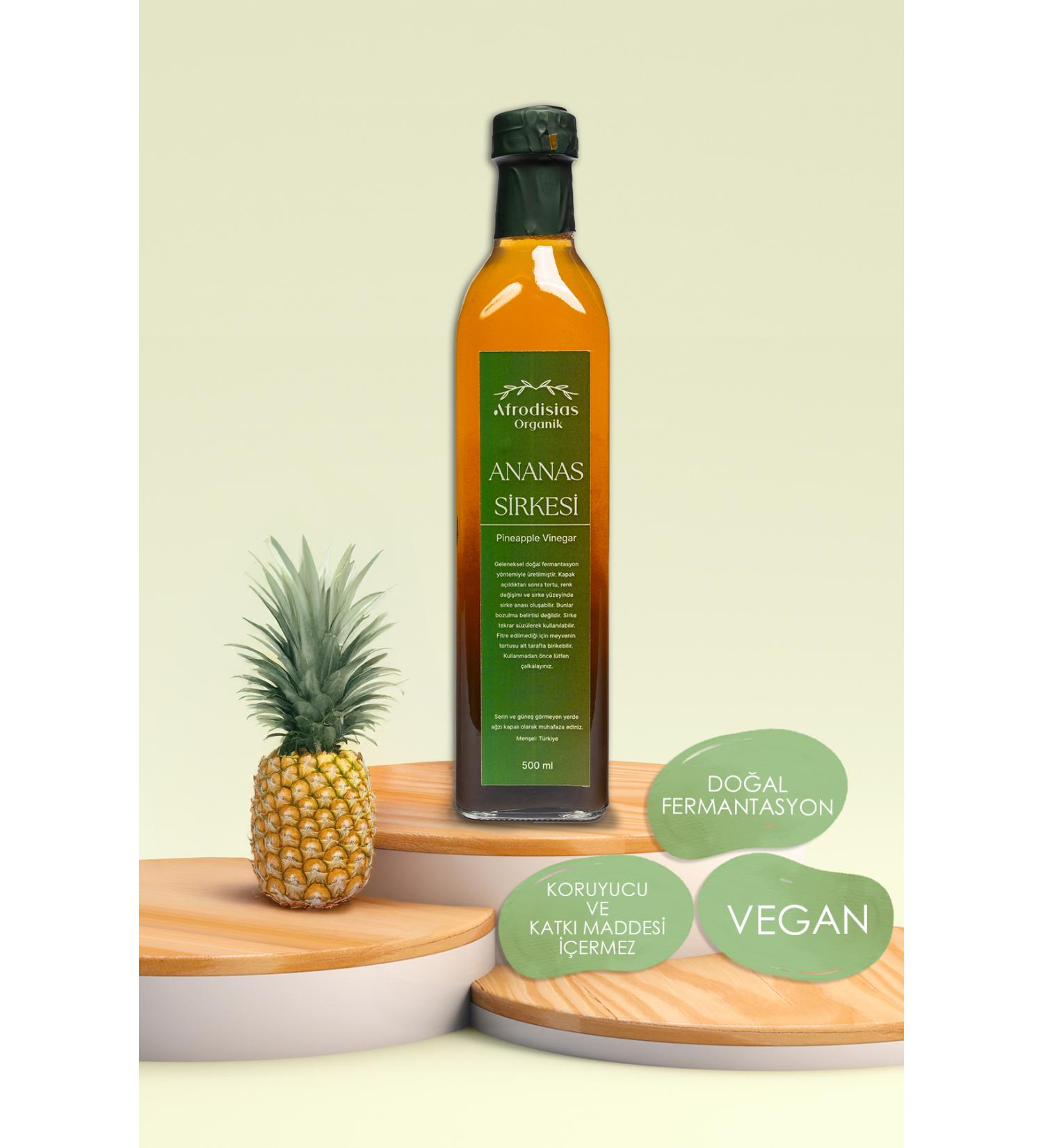Afrodisias Organic Pineapple Vinegar 500 ml - Additive-Free Natural Fermentation (PINEAPPLE VINEGAR) - Buy Online on GoSupps.com