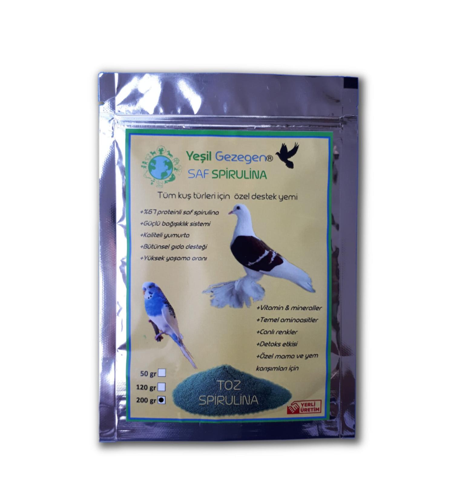 Green Planet Bird Pure Spirulina Powder 200gr Bird and Poultry Food Supplementary Nutrition
