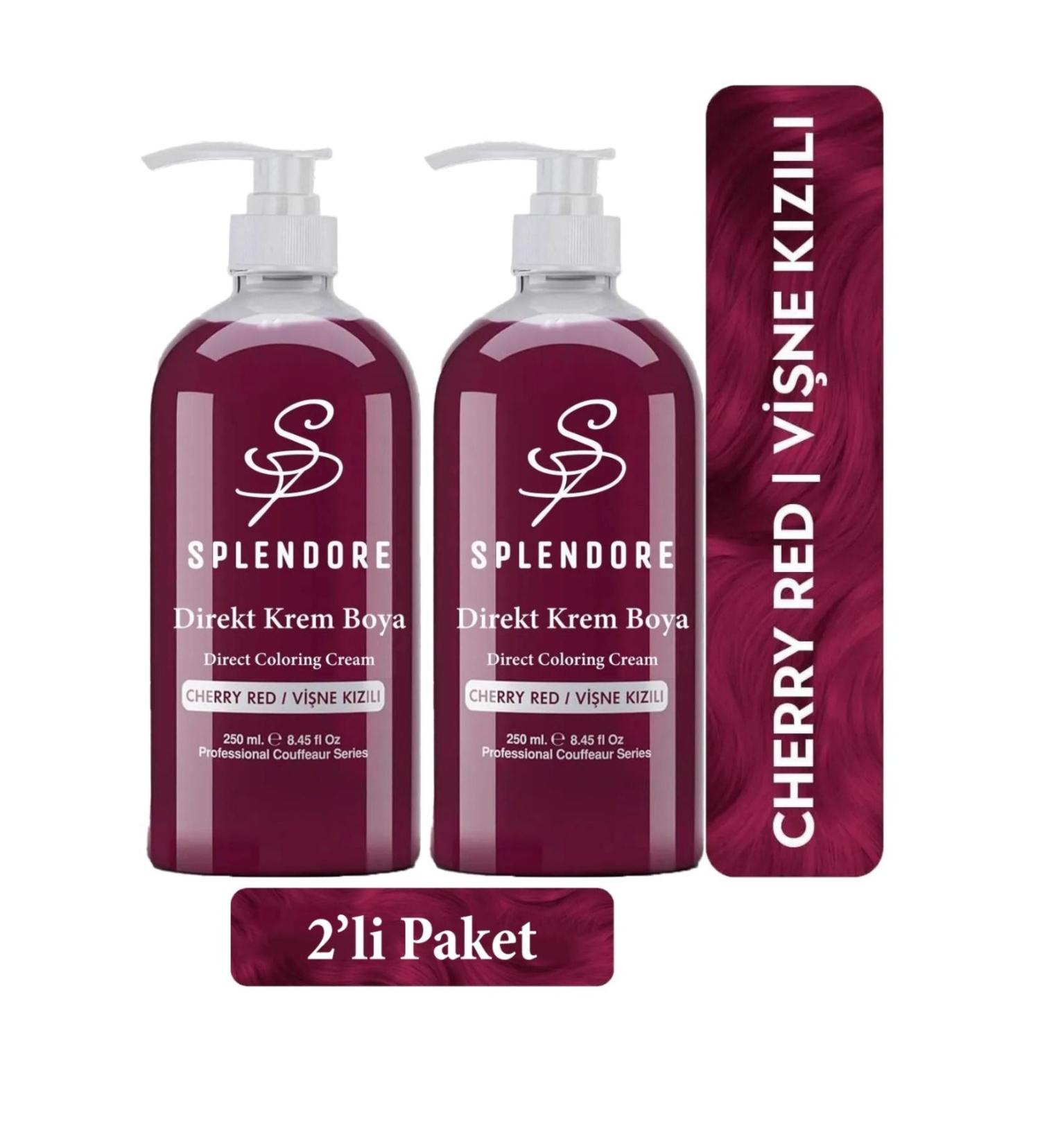 Splendore Cherry Red Cream Hair Dye 250ML 2 Pack