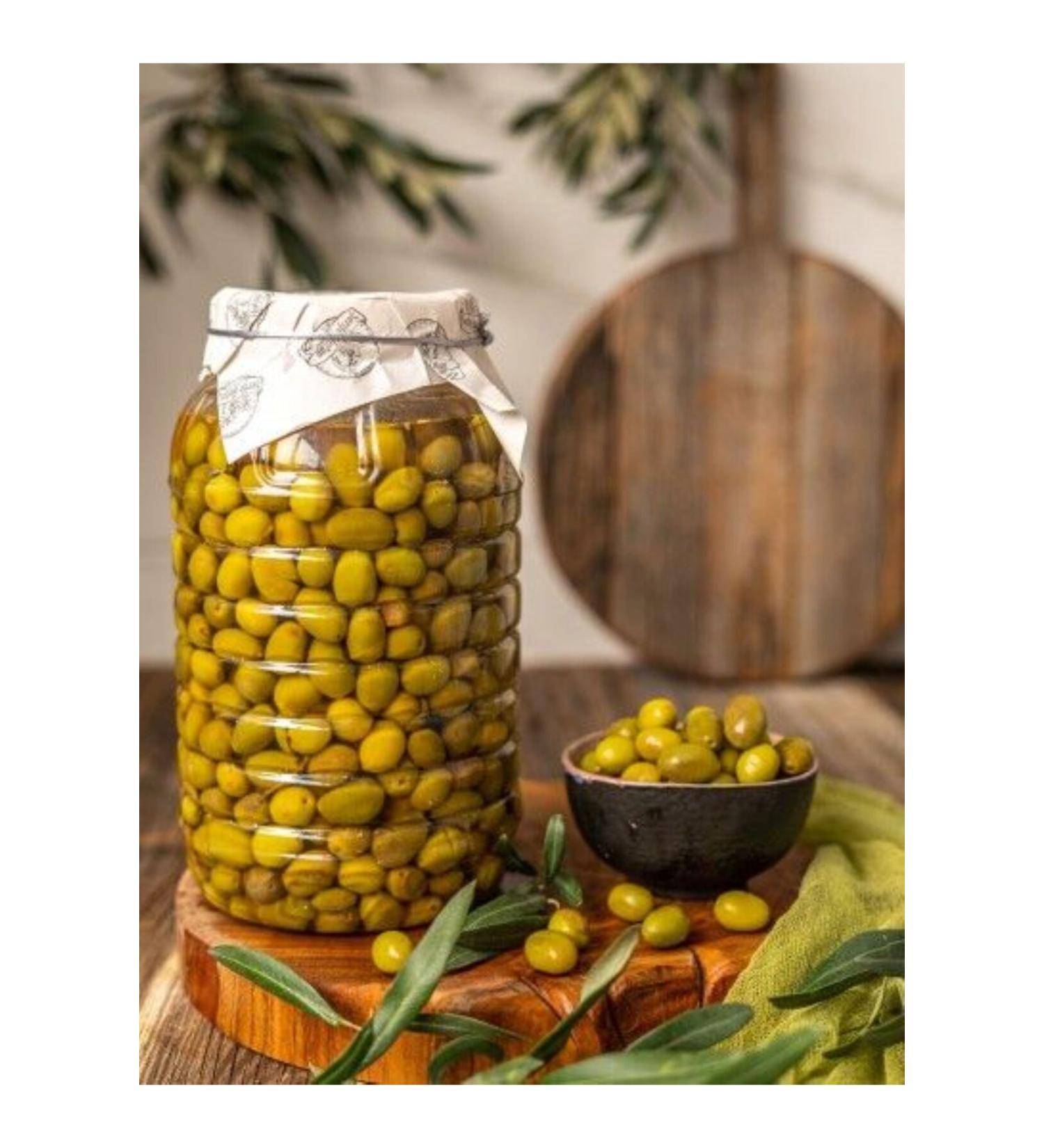 Pearl of the Mediterranean 5 Kg Green Cracked Olives 100 Natural Hand Made