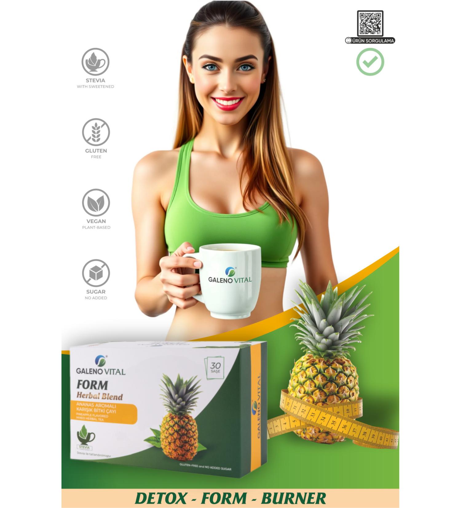 Galeno Vital Form Herbal Blend Bromelain Supported Diet & Detox Tea - Buy Online on GoSupps.com