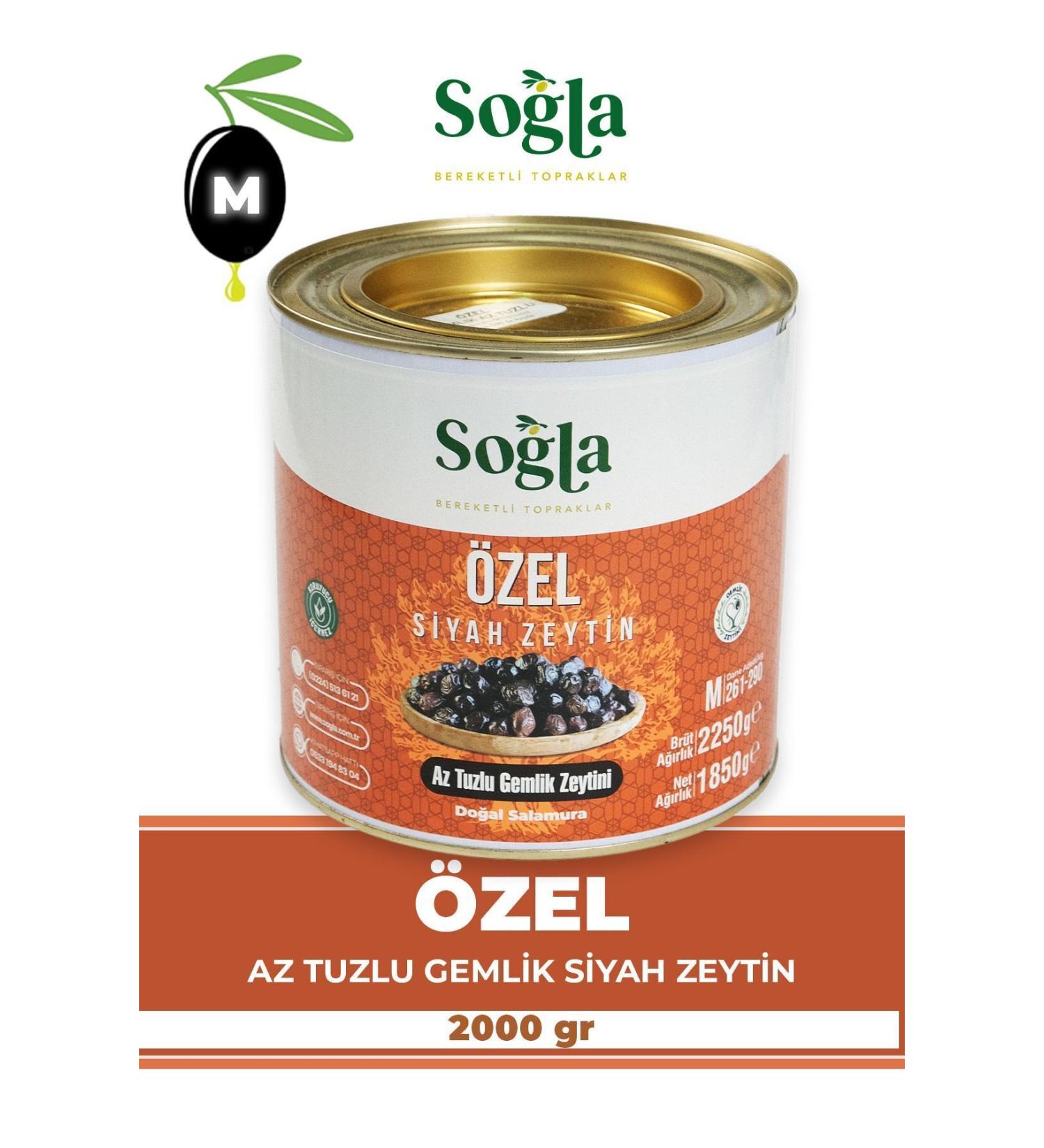 SO LA ZEYT NC L K Special Gemlik Less Salty Black Olives 261-290 Caliber 2000gr
