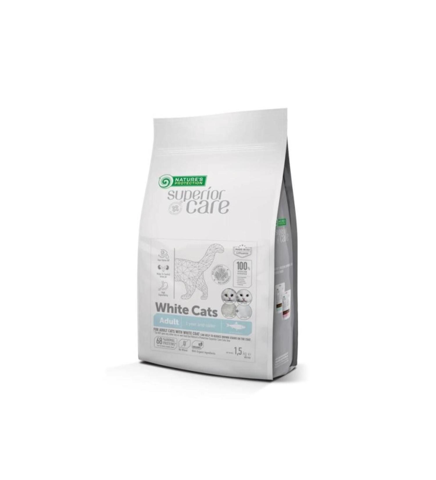 Nature's Protection Fish White Fluffy Adult Cat Dry Food 1.5 Kg