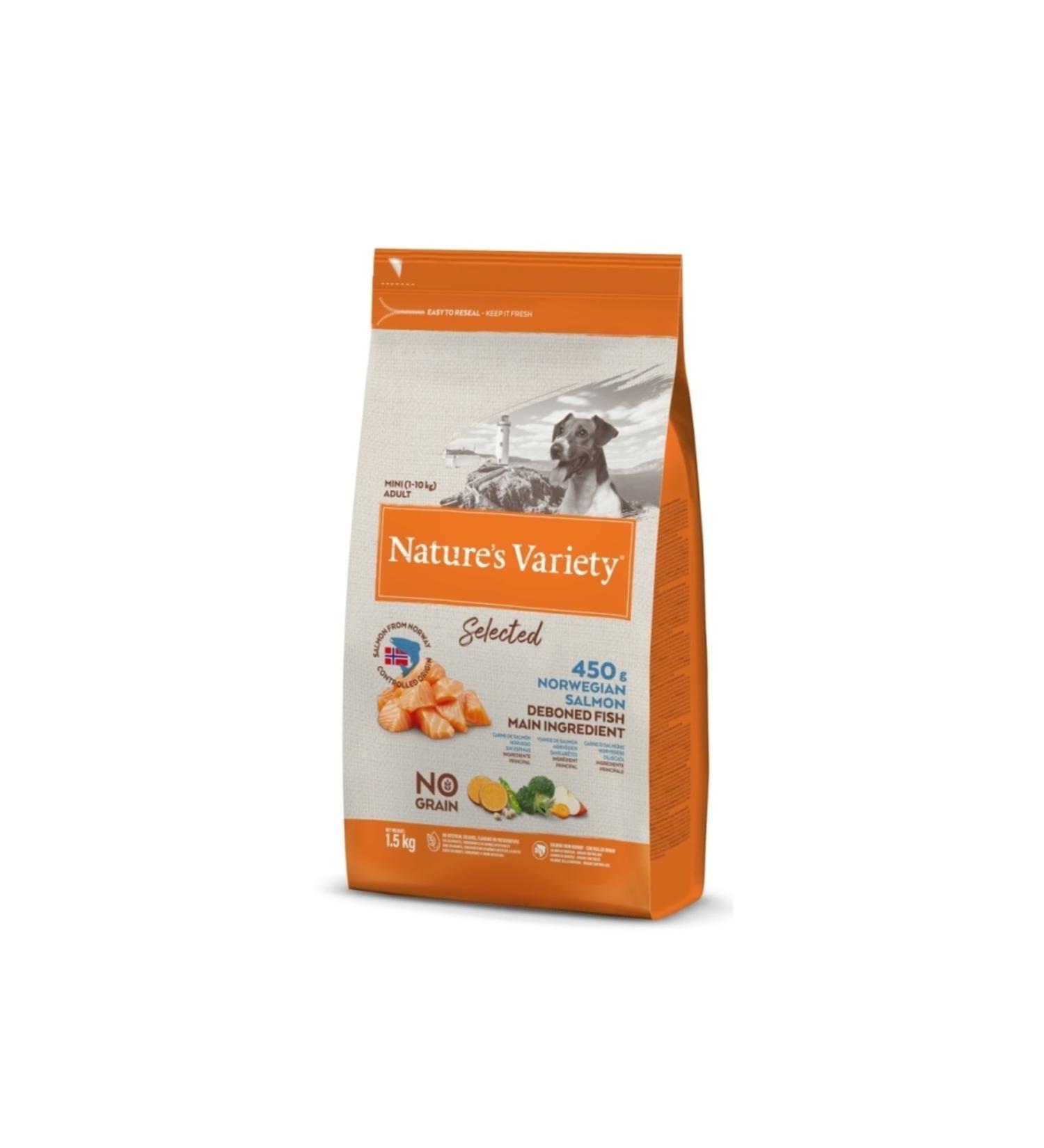 NATURES VARIETY Dog No Selected M n Adult Norw. Salmon 1.5kg