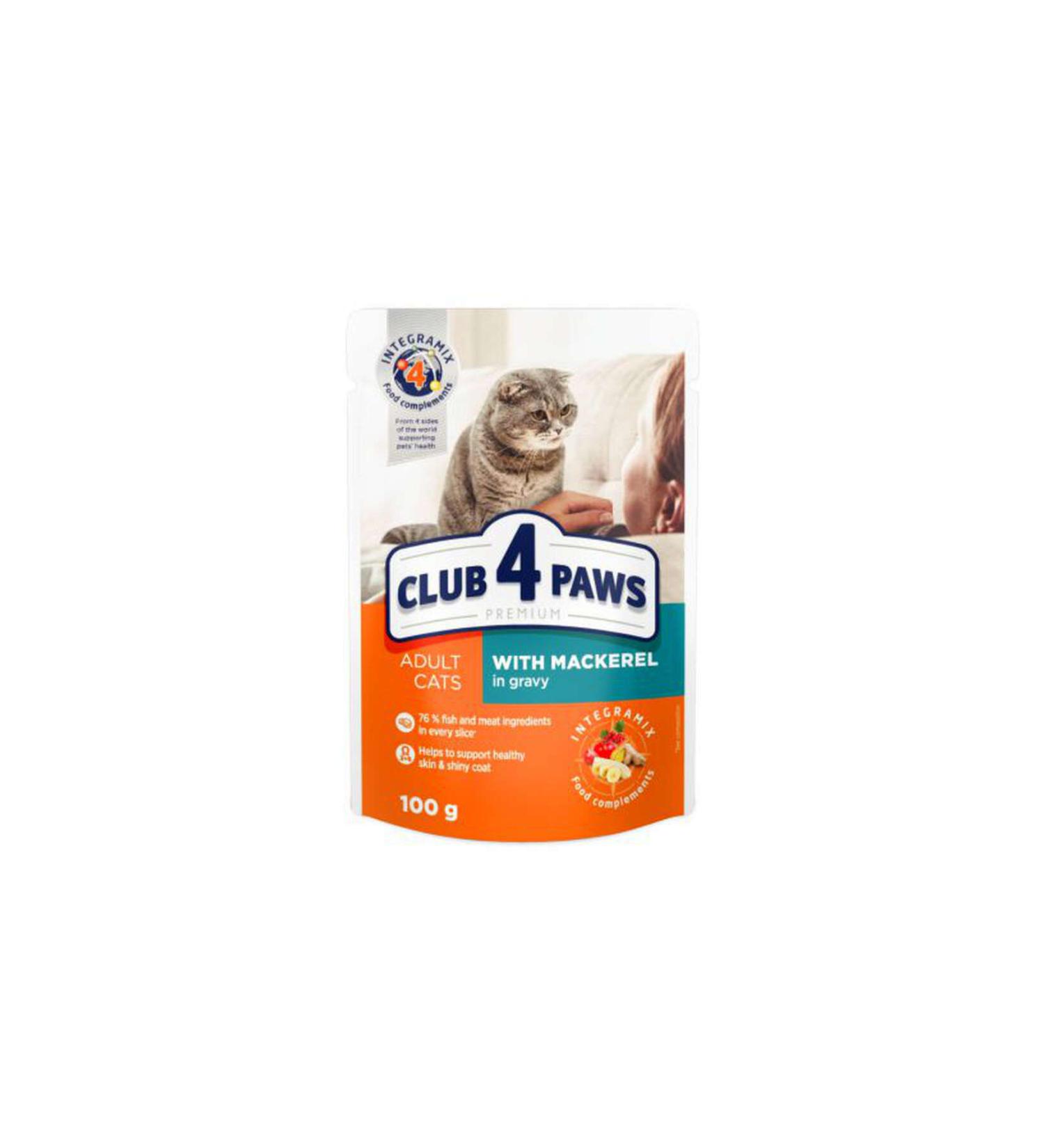 Club4Paws Mackerel Premium Pouch Cat Food 100 gr 106008