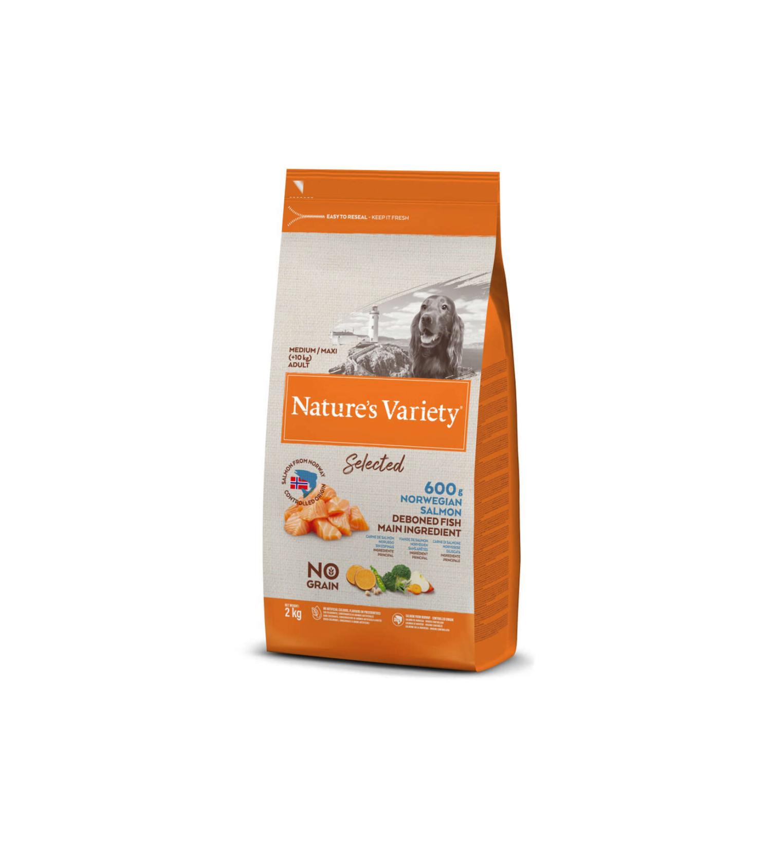 NATURES VARIETY DOG NO SELECTED MED/MAX ADULT NORW SALMON 2KG 430119