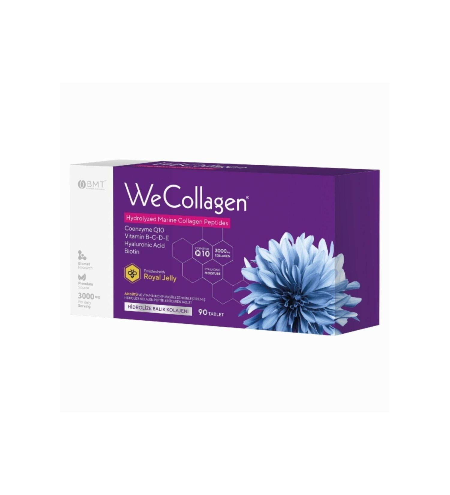 Biomet WeCollagen 90 Tablets - 3000mg Collagen Type 1-2-3 Royal Jelly Biotin 0 Pure And Natural Dietary Supplement - Buy Online on GoSupps.com