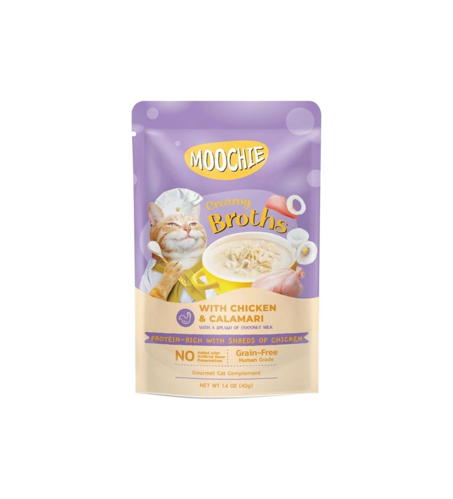 MOOCHIE Kitten Creamy Chicken and Squid Broth 40g Bag Delicious and Nutritious Cat Food