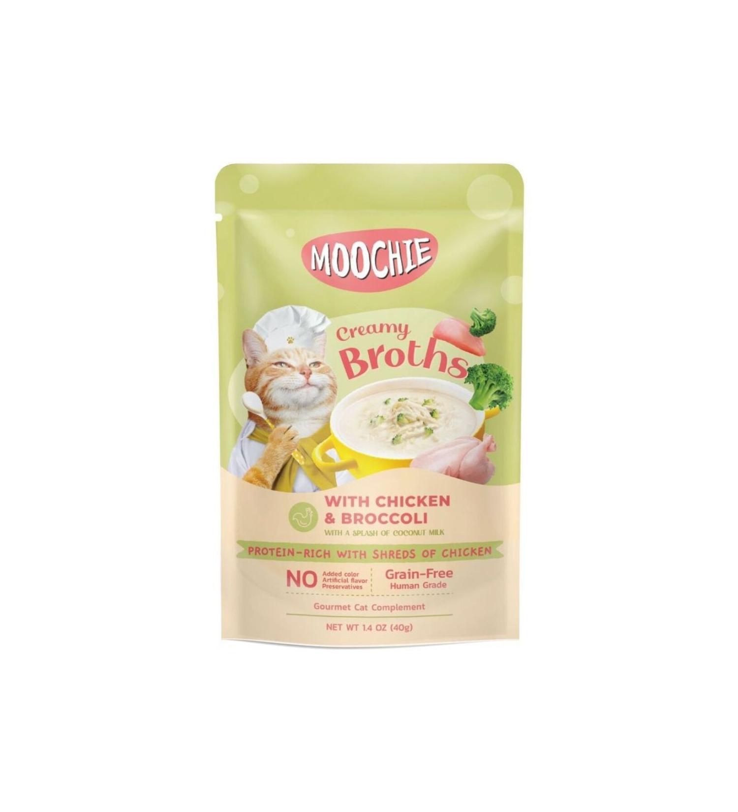 MOOCHIE Kitten Creamy Chicken & Broccoli Broth 40g Bag Nutritious and Delicious Cat Food