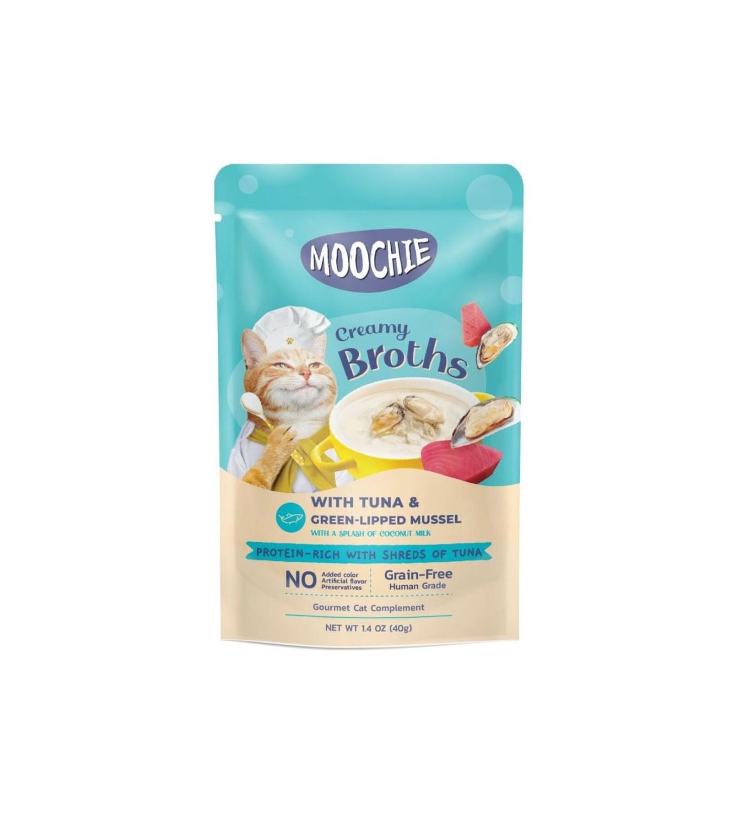 MOOCHIE Creamy Broth with Tuna and Green-Lipped Mussels 40g Bag Nutritious and Delicious Cat Food
