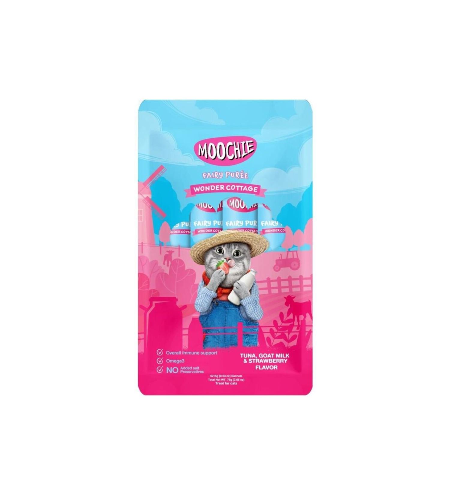 MOOCHIE Wonder Cottage Tuna Goat Milk and Strawberry Flavored Cat Treat 15g