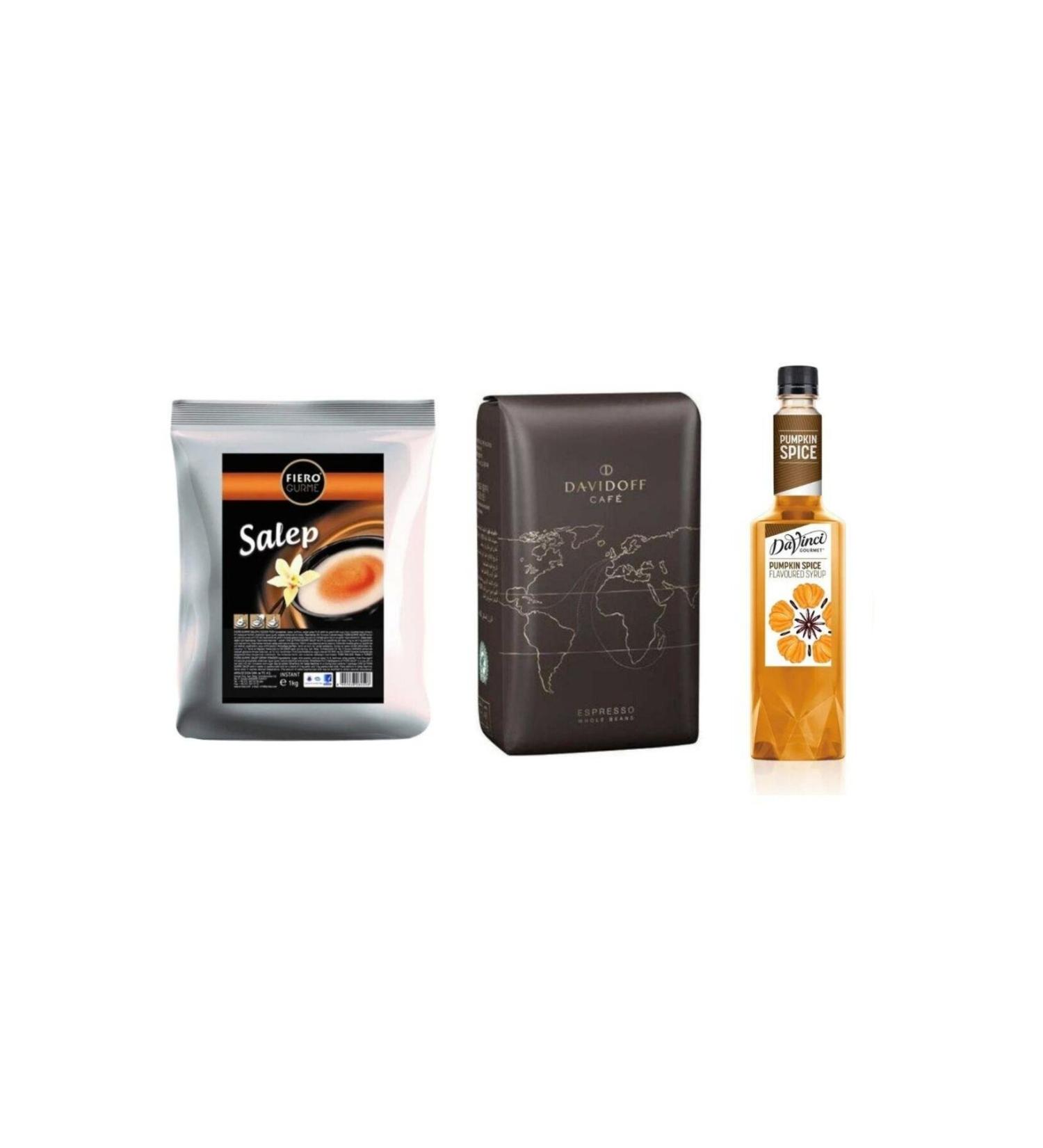 Fiero Powder Salep 1 Kg Espresso Bean Coffee 500 gr Da Vinci Spiced Pumpkin 750 ml Syrup (3 Drinks)