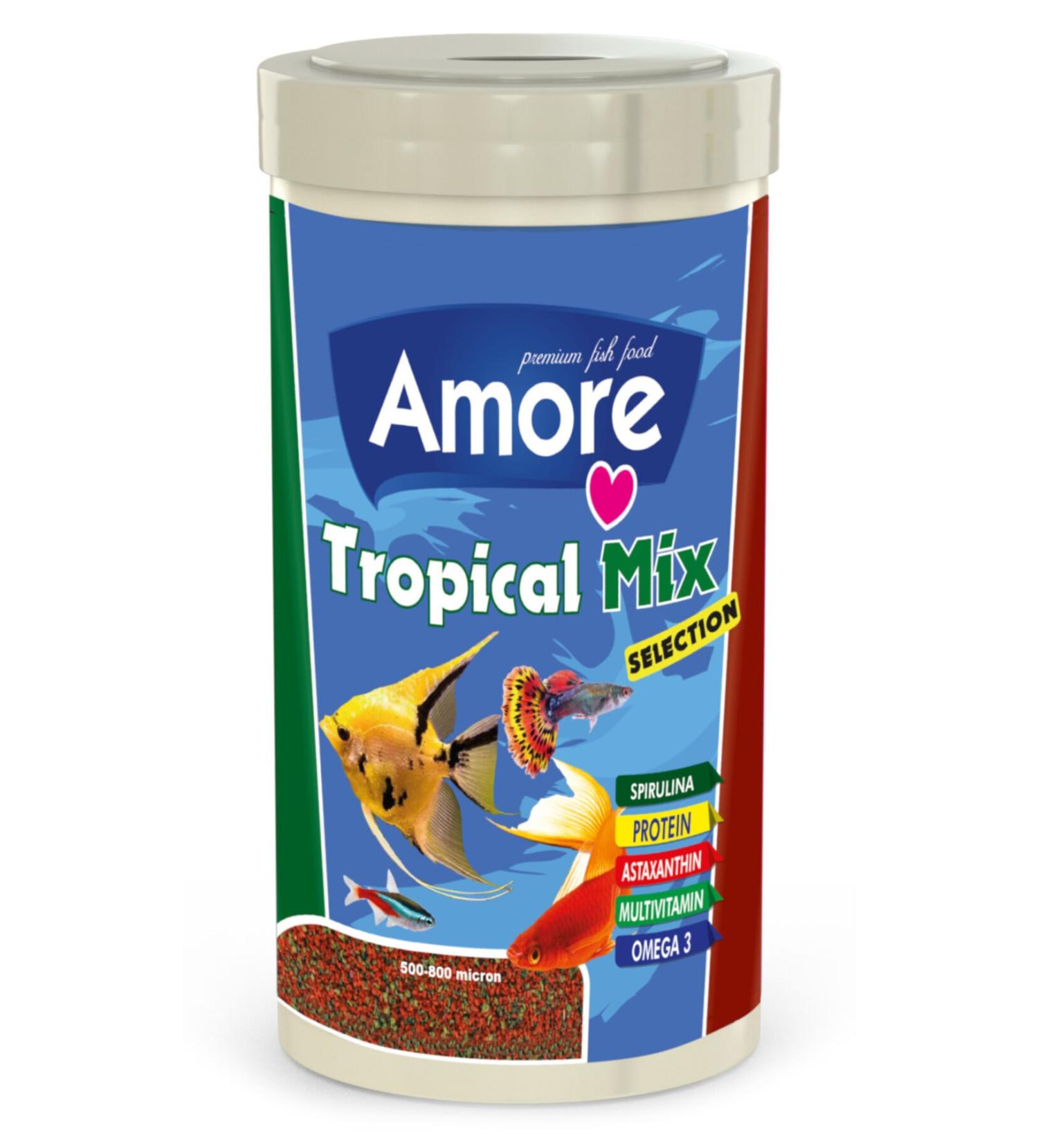 AMORE Tropical Mix Selection 1000ml Guppy Moli Tetra Tropical Aquarium Fish Food