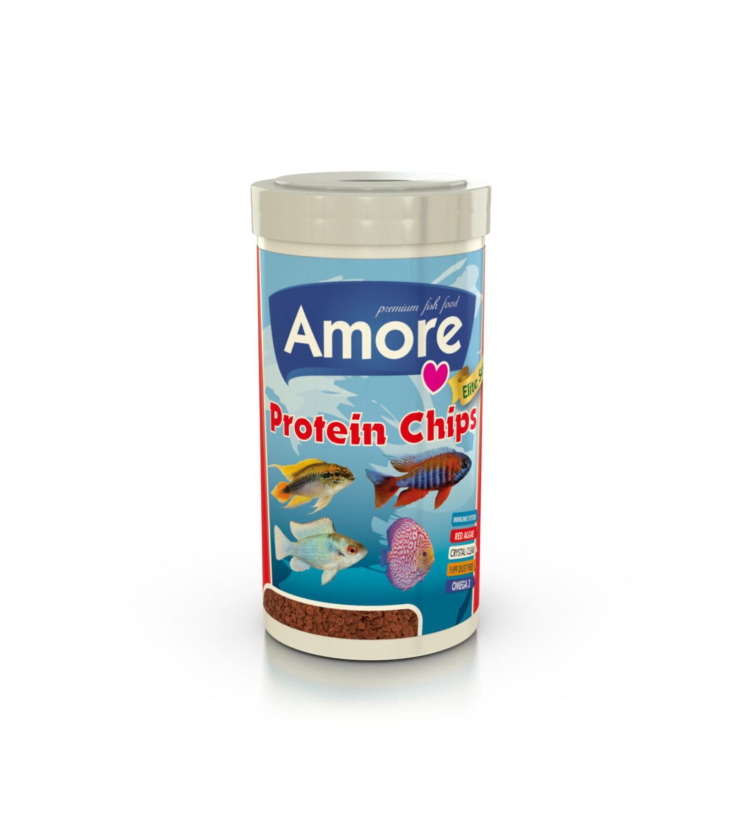 AMORE Protein Chips 250 Ml Pro Chips Immune Protect Omega-3 Malawi Cichlid Fish Food