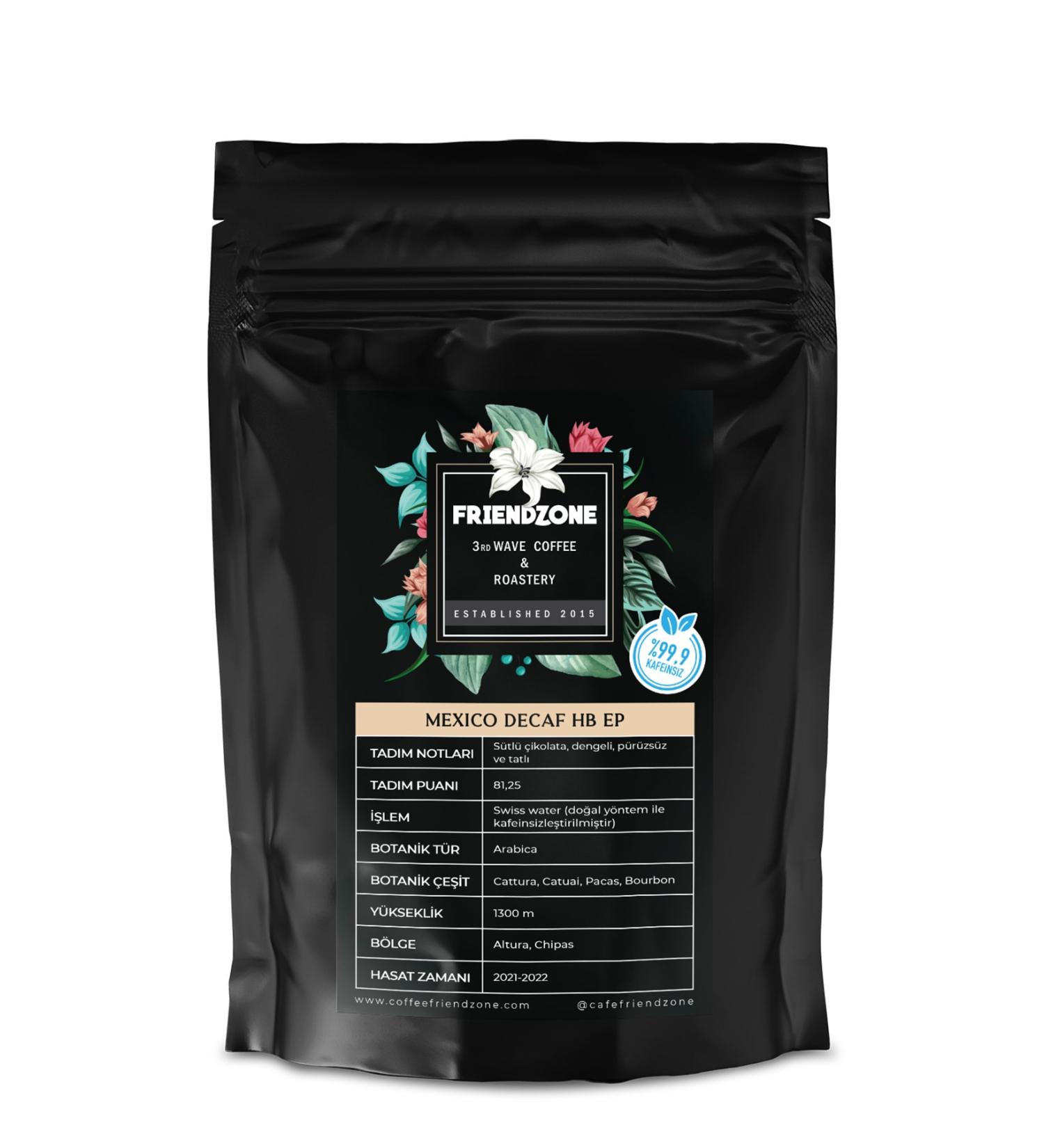 Mexican Decaf (Decaffeinated) HB EP Coffee Beans 250 Gr