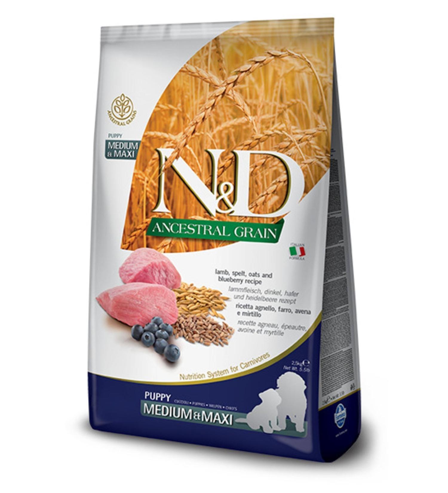 N & D Low Grain Lamb Blueberry Medium Maxi Puppy Food 2.5 Kg
