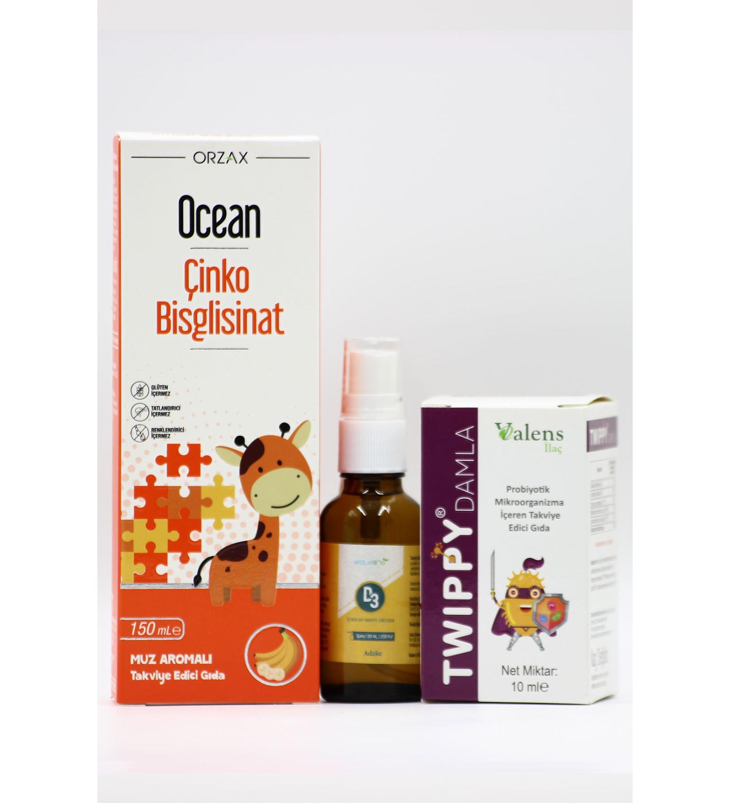 Ocean Immune and Digestion Support Set for Children: Twippy Drops Estellife D3 & Ocean Zinc