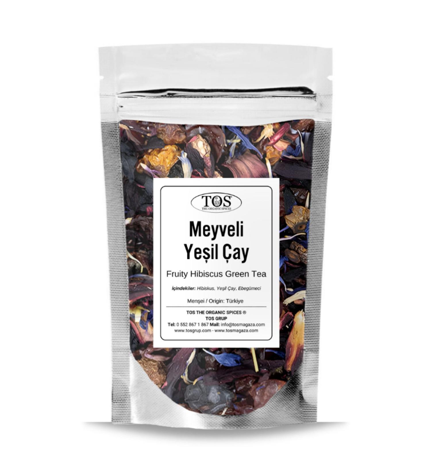 TOS The Organic Spices Fruity Hibiscus Green Tea 100 gr (1st Quality) Fruity Hibiscus Green Tea