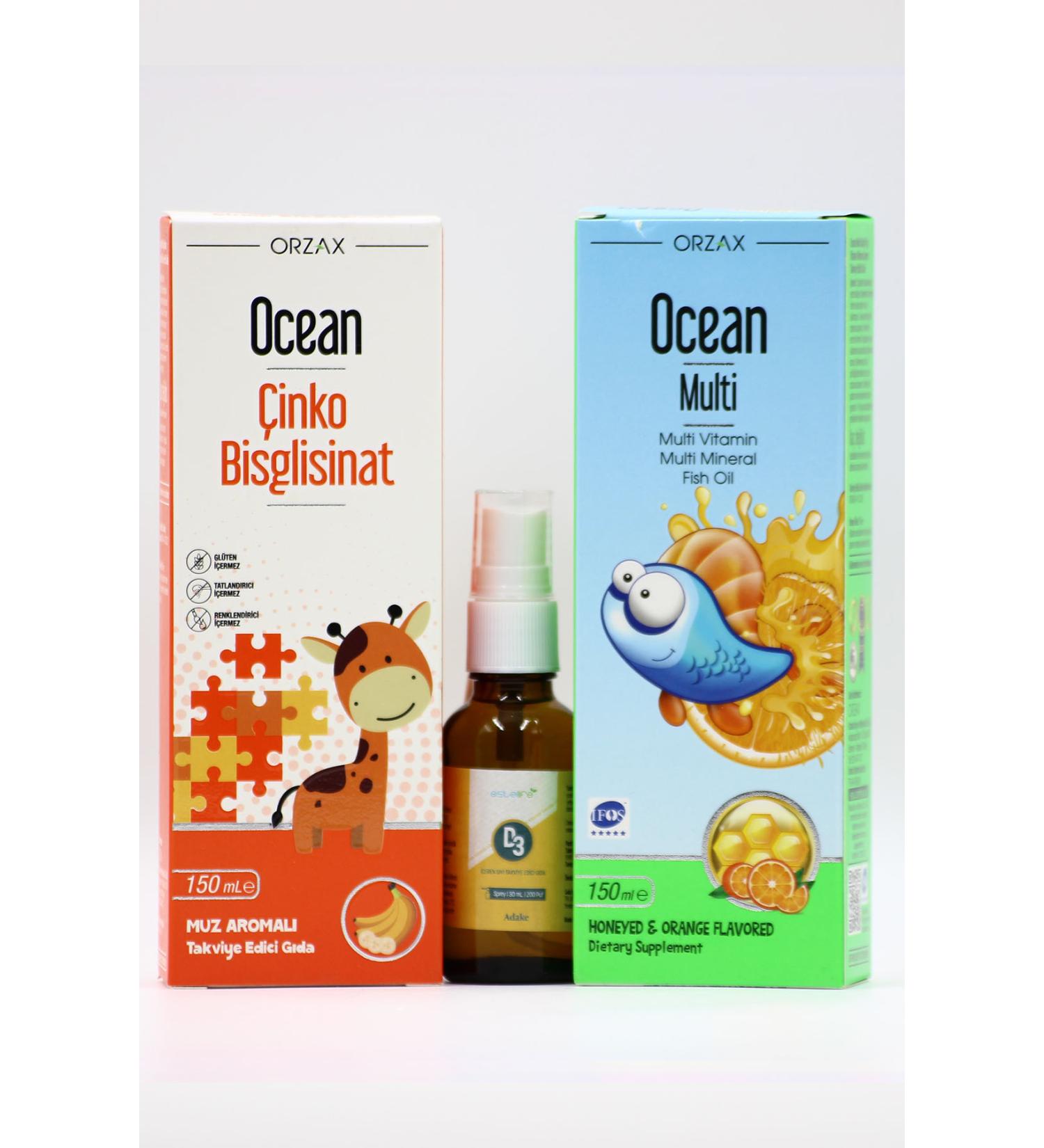Ocean Multi Vitamin Zinc and Vitamin D Supplement Set for Children: Multi Fish Oil D3 & Zinc - Buy Online on GoSupps.com