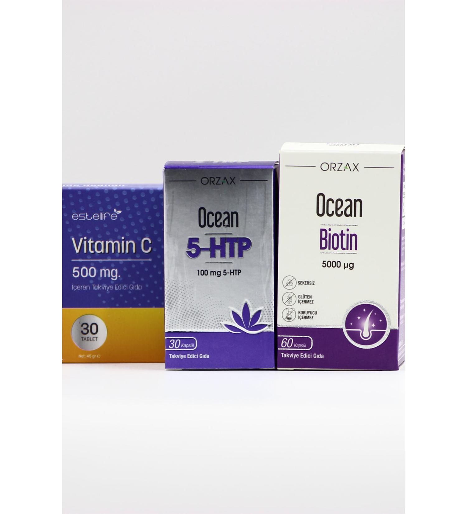 Ocean Biotin 5000 g 5-htp 100 Mg Vitamin C 500 Mg