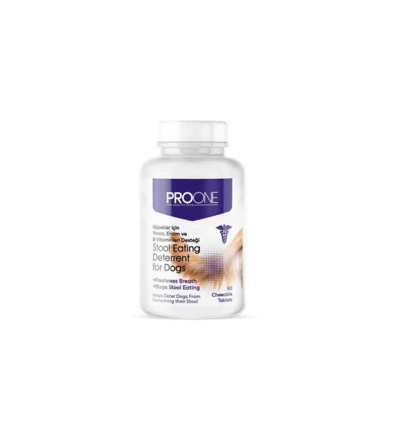 pro one Yucca Enzyme and Vitamin B Support Stool Eating Preventive Dog Tablet 60 Pieces