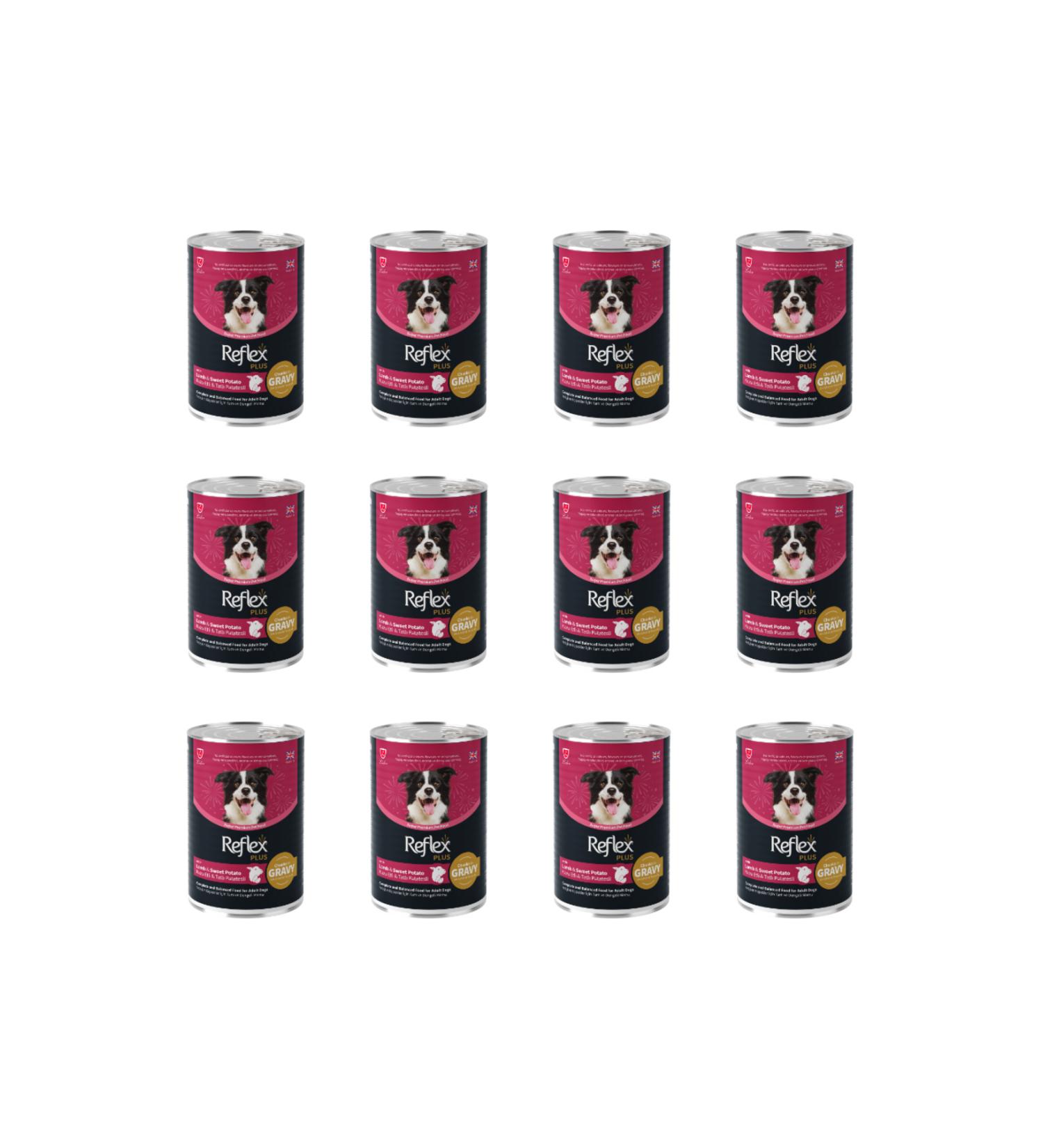 Reflex Plus Sauced White Fish and Sweet Potato Adult Dog Canned Food 400 Gr (12 Pieces)