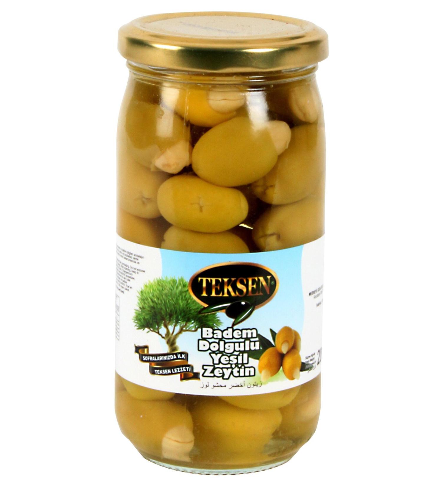 Teksen Almond Filled Green Olives Glass Jar-200G