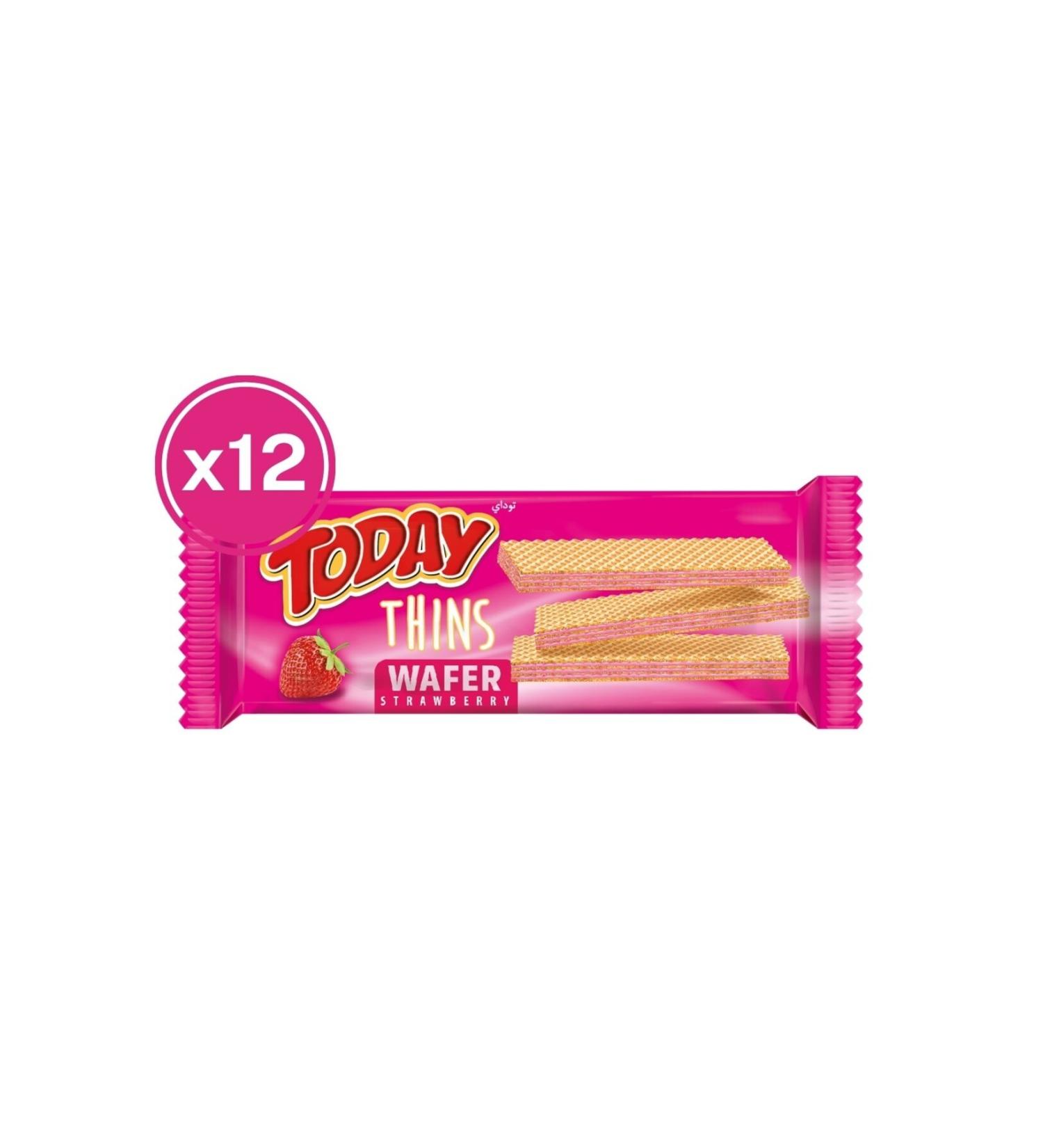 Elvan Today Thins Wafer Strawberry 65 Gr. (12 Pieces)