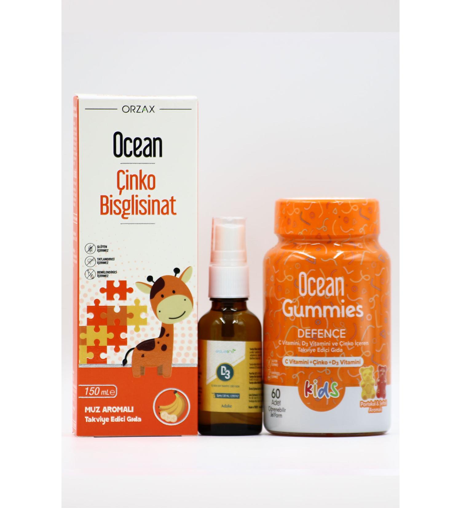 Ocean Kids Triple Immune Support Set: Ocean Zinc Estellife D3 & Ocean Gummies Defense - Buy Online on GoSupps.com