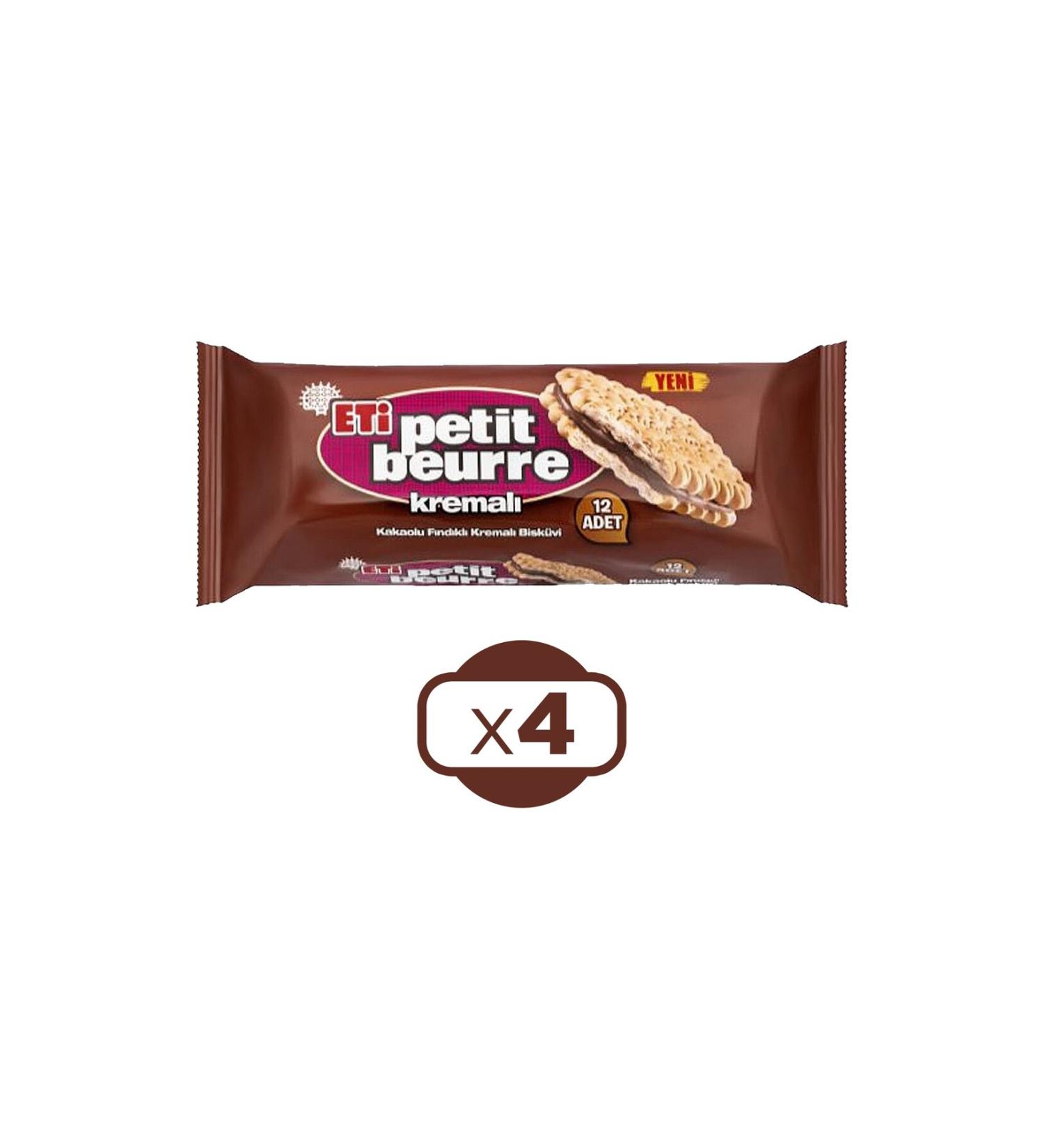 Eti Cocoa Hazelnut Cream Petit Beurre Biscuits 270 gr x 4 Pieces - Buy Online on GoSupps.com