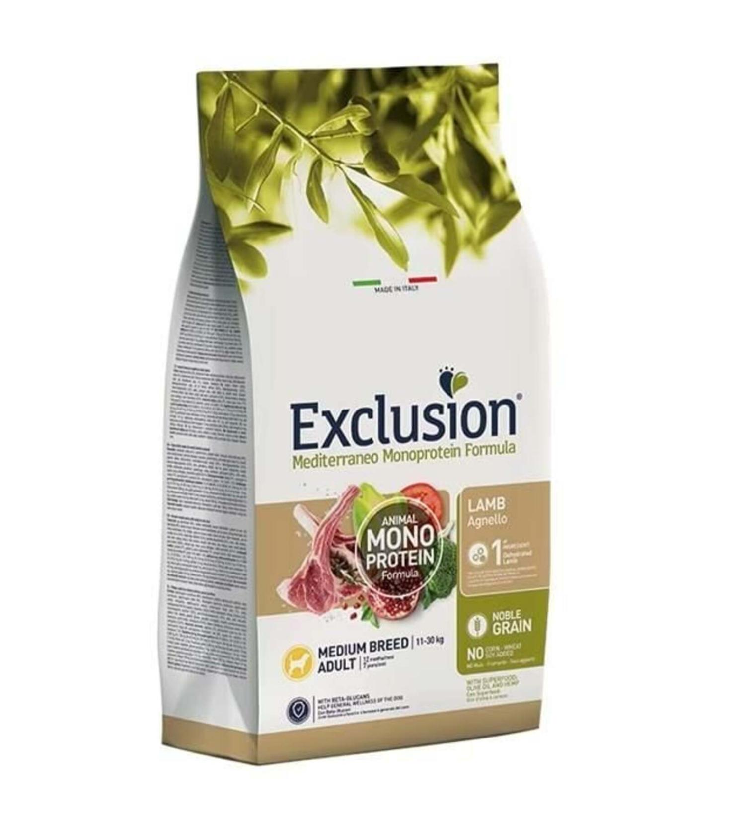Exclusion Monoprotein Lamb and Pomegranate Low Grain Medium Breed Adult Dog Food 12 Kg