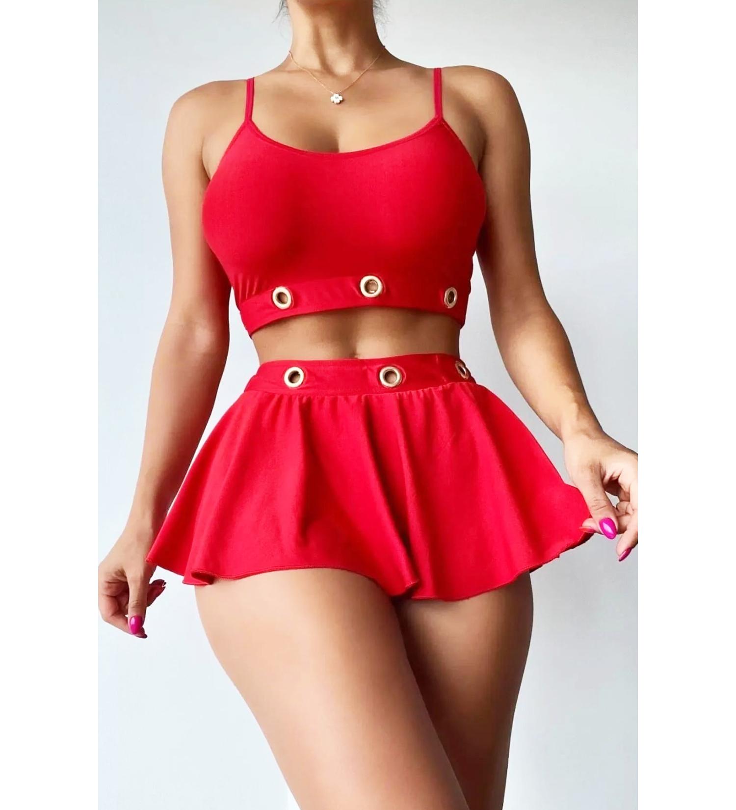 Skygo Night Light Women's Red Fantasy Skirt Suit 3426