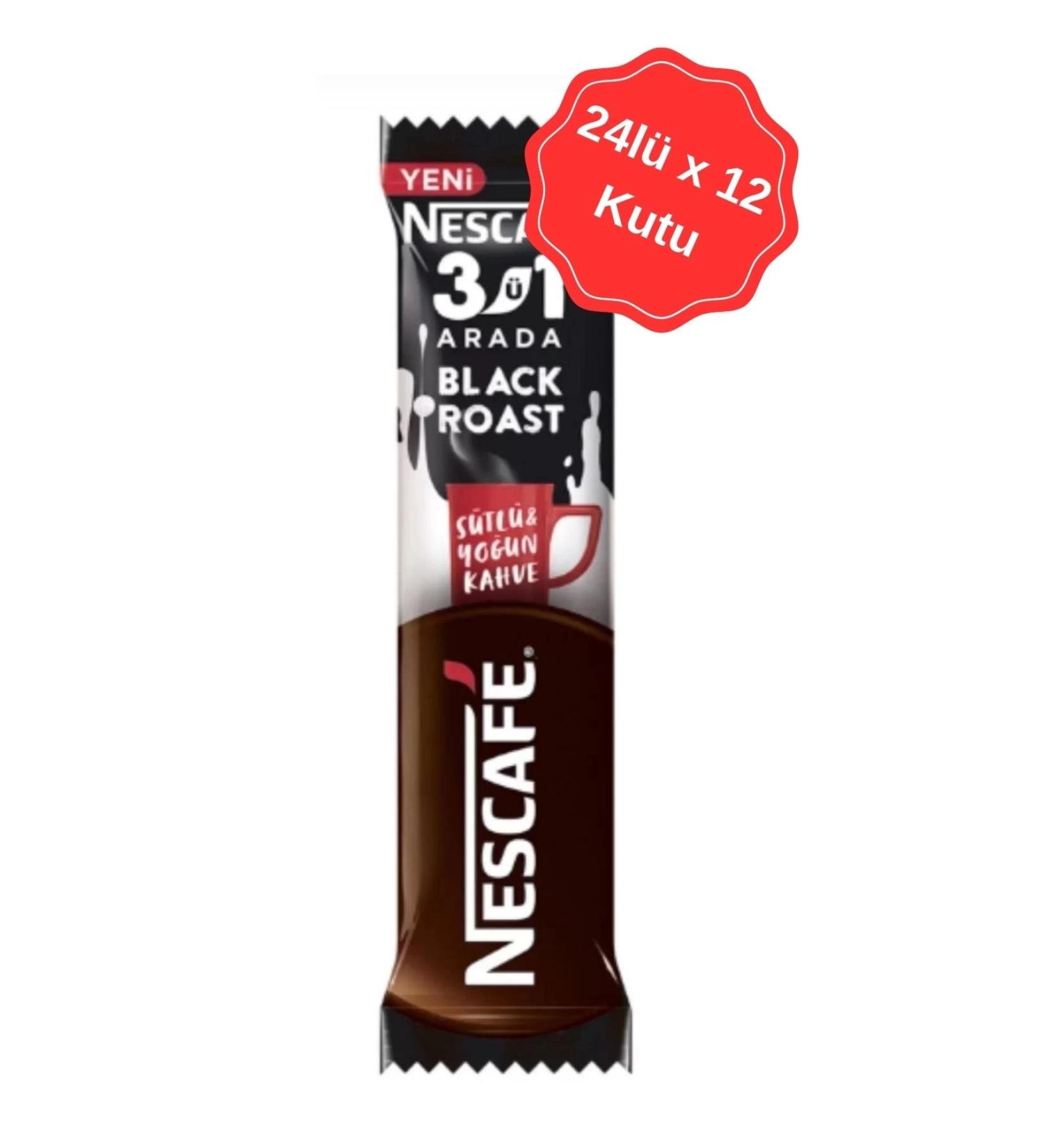 Nescafe 3 in 1 Black Roast Instant Coffee 15G (24 x 12 Packs)