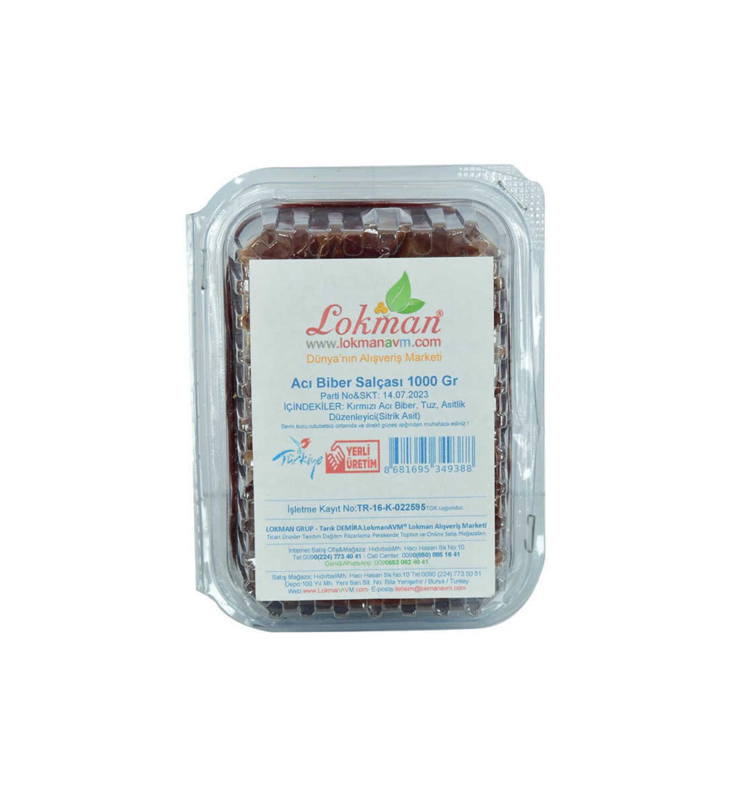 LokmanAVM Hot Pepper Paste 1000 Gr Packaged Boxed