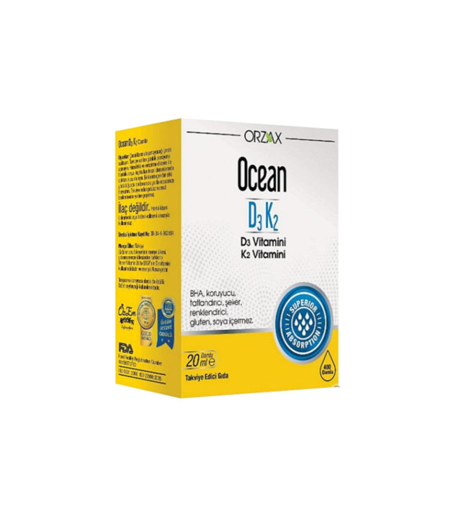 Ocean Ocean Supplementary Food Drops Containing Vitamin D3 and K2 20 ml