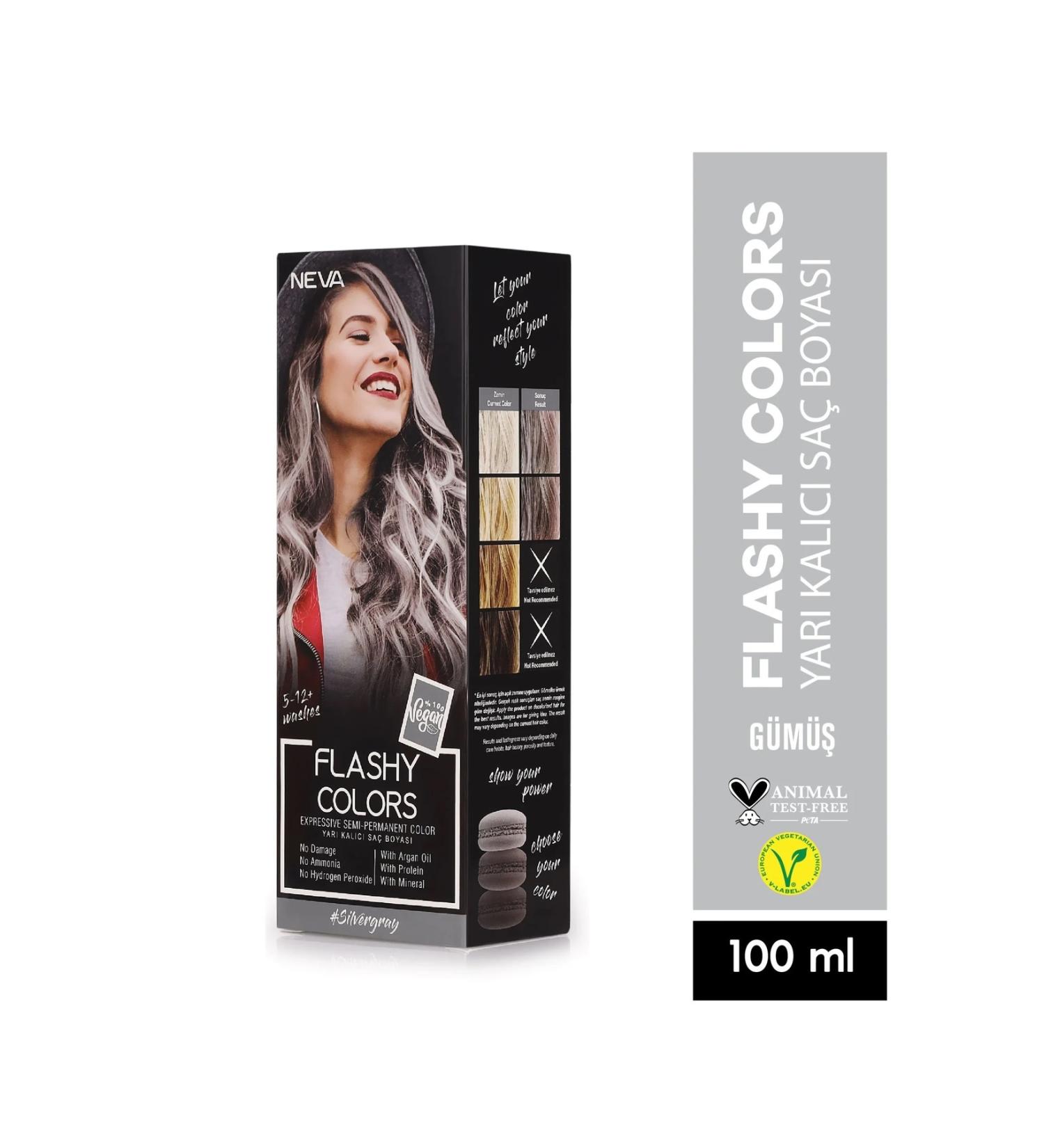 Flashy Colors Semi Permanent Hair Dye - Silver 100 ml