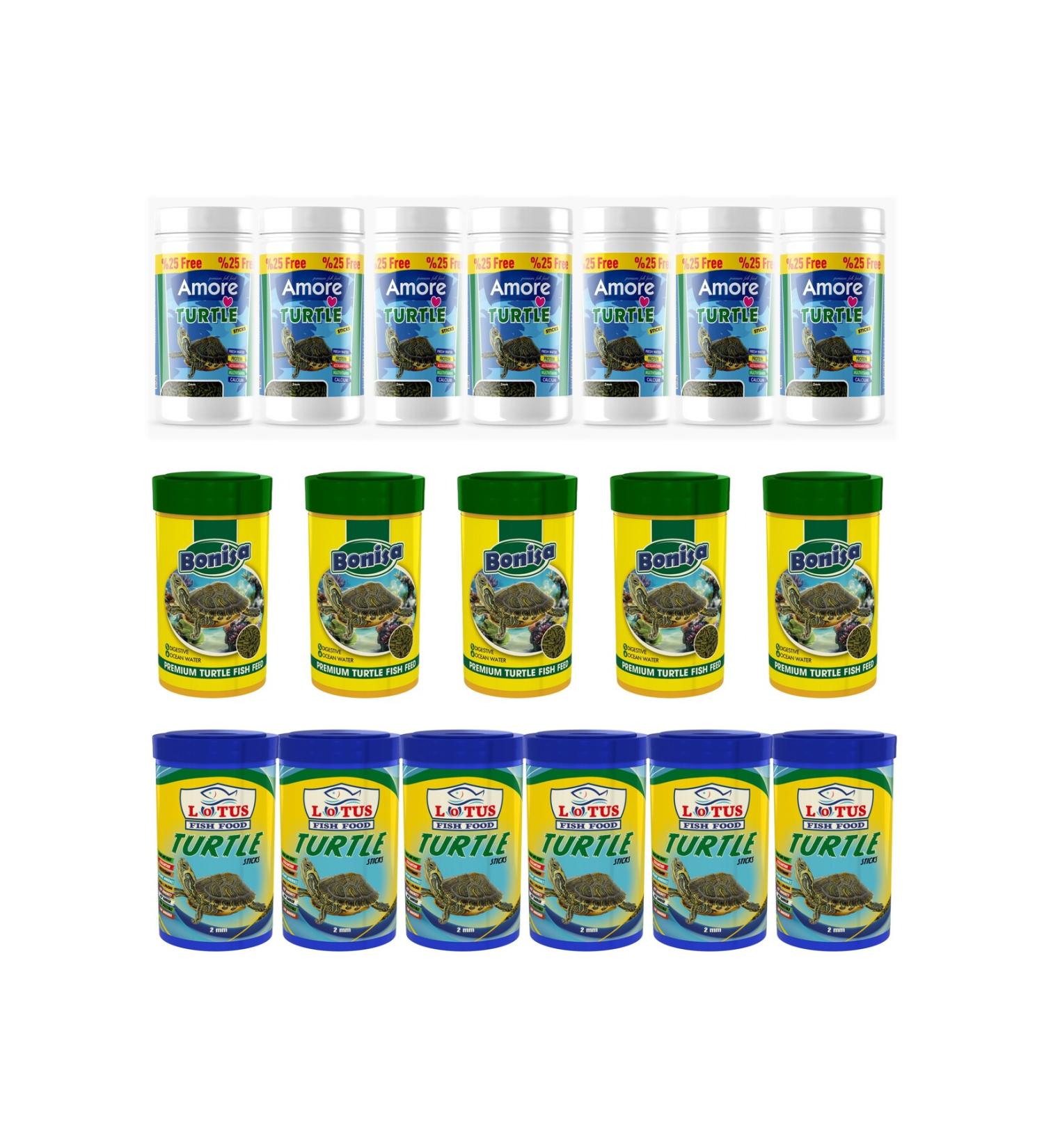 AMORE Turtle Food Sticks 7x125ml Bonisa 5x100ml Lotus 6x100ml Turtle Floating Food