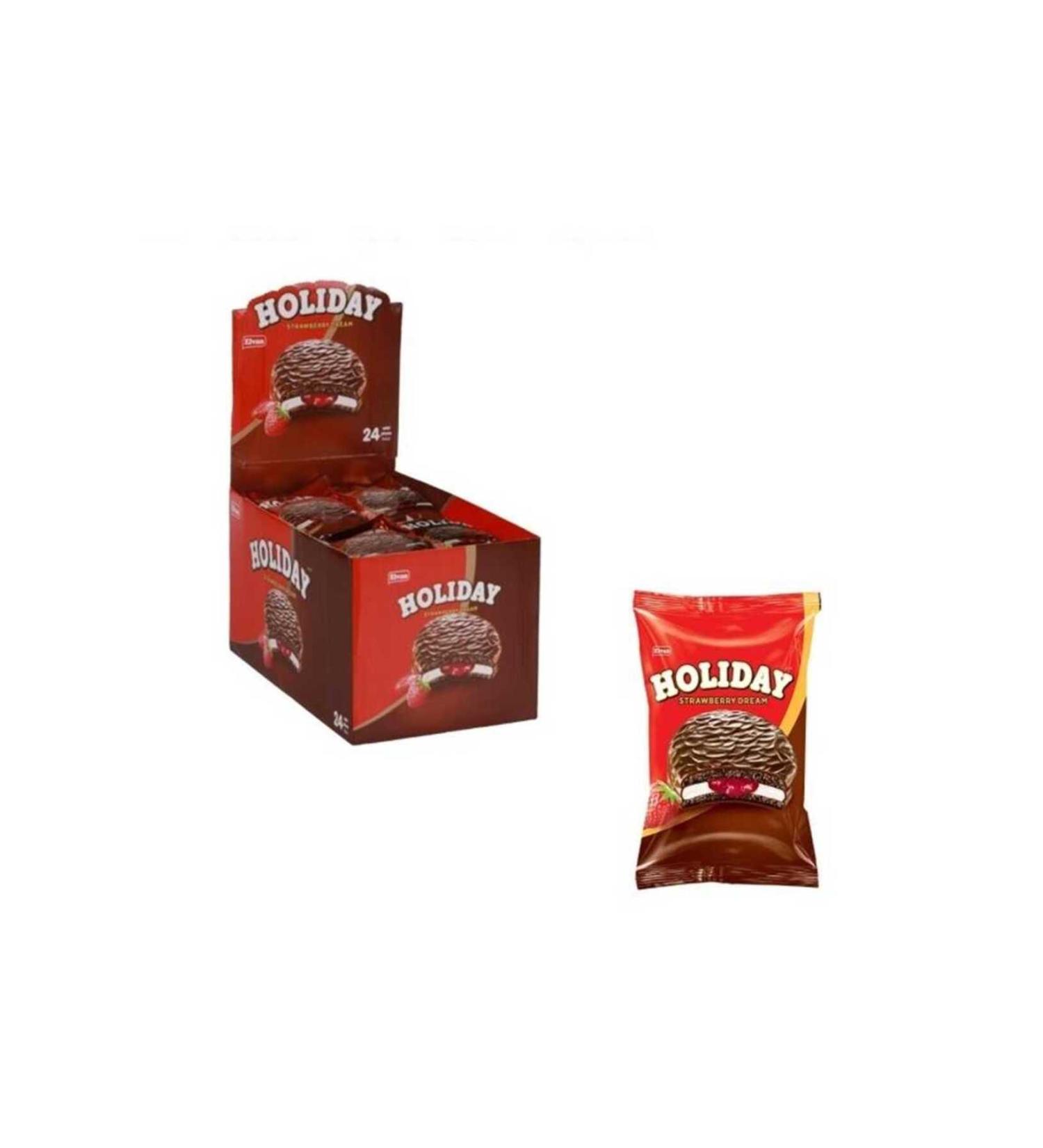 Elvan Holiday Strawberry Sandwich Biscuits 30 Gr. 24 pcs (1 Pack) - Buy Online on GoSupps.com
