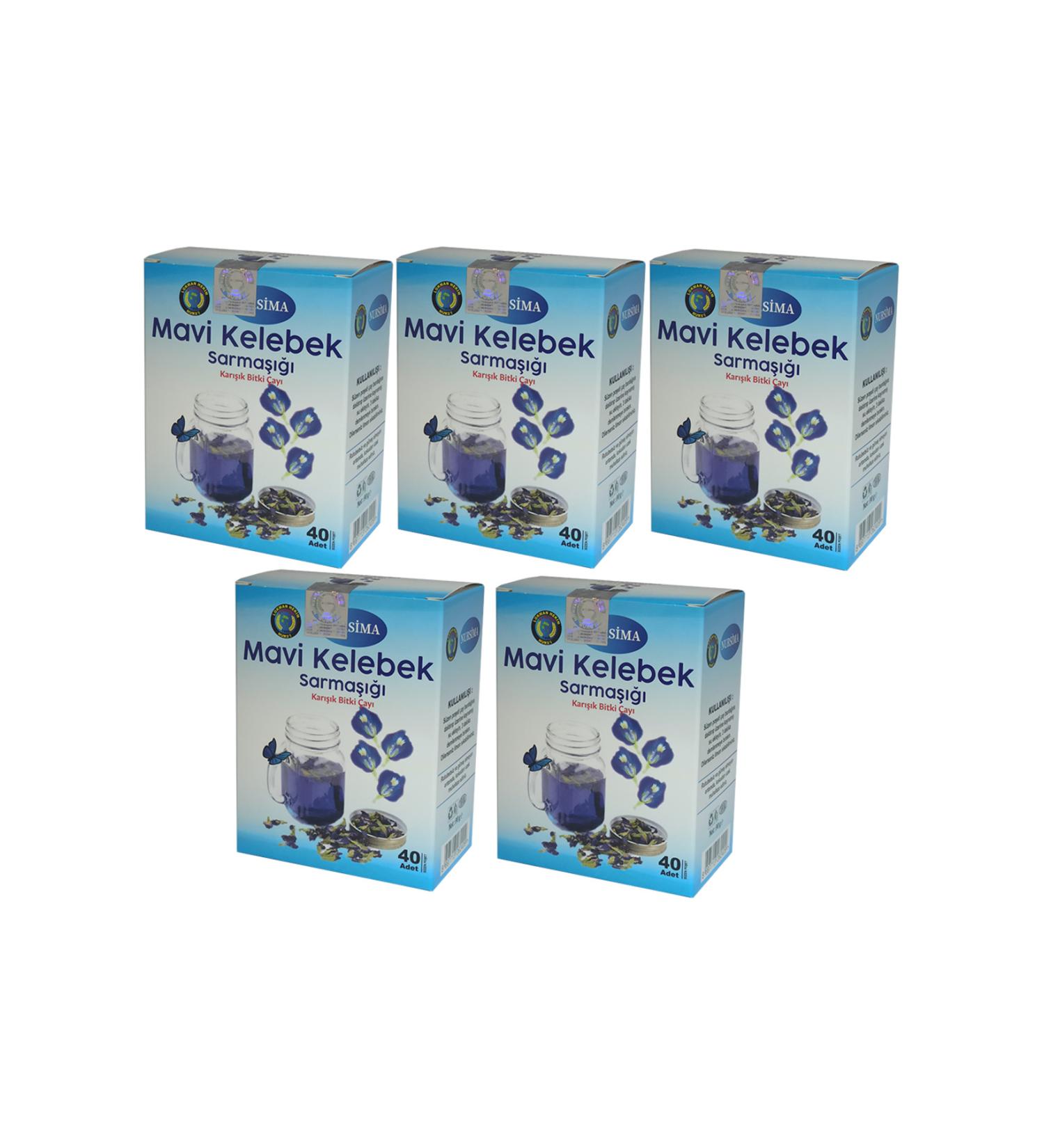 Nursima Blue Butterfly Ivy Mixed Herbal Tea 40' Filtering Bags 5 Boxes