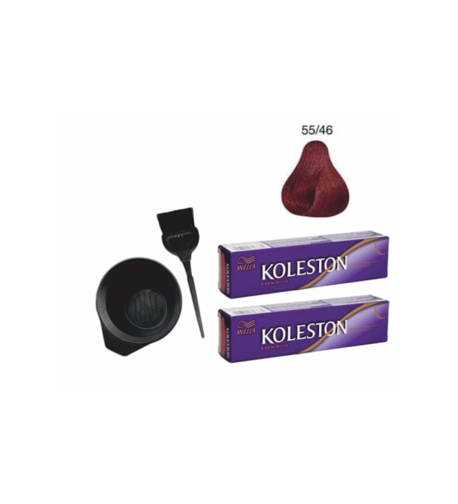 Wella Hair Dye 4/0 Brown 2 Pieces + Coloring Set