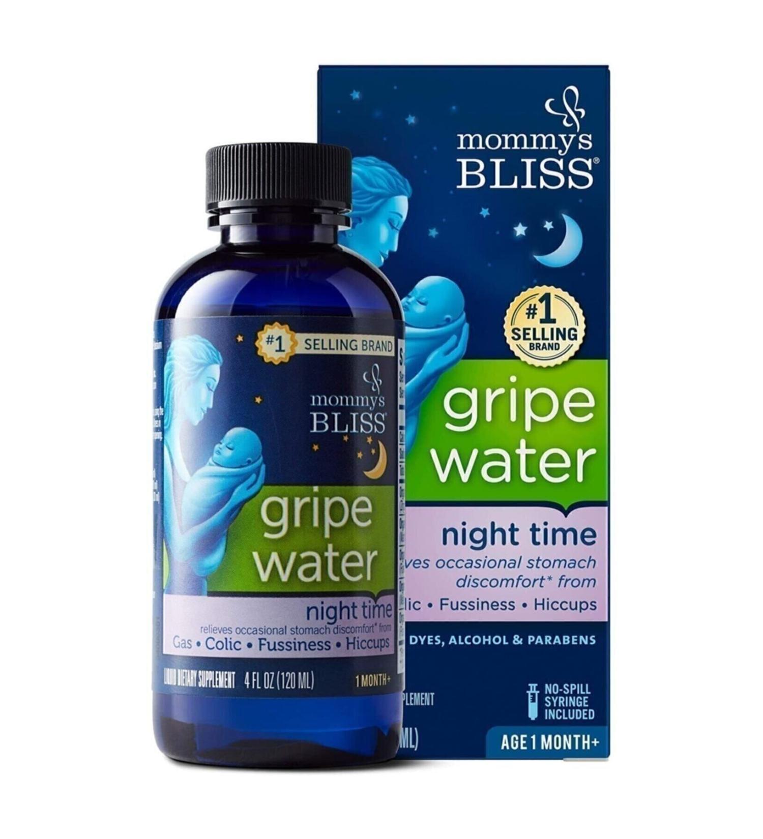 Mommy's Bliss Night Time Gripe Water Gas Drops 120 ml Gas Colic Passionflower Chamomile & Melissa Flower
