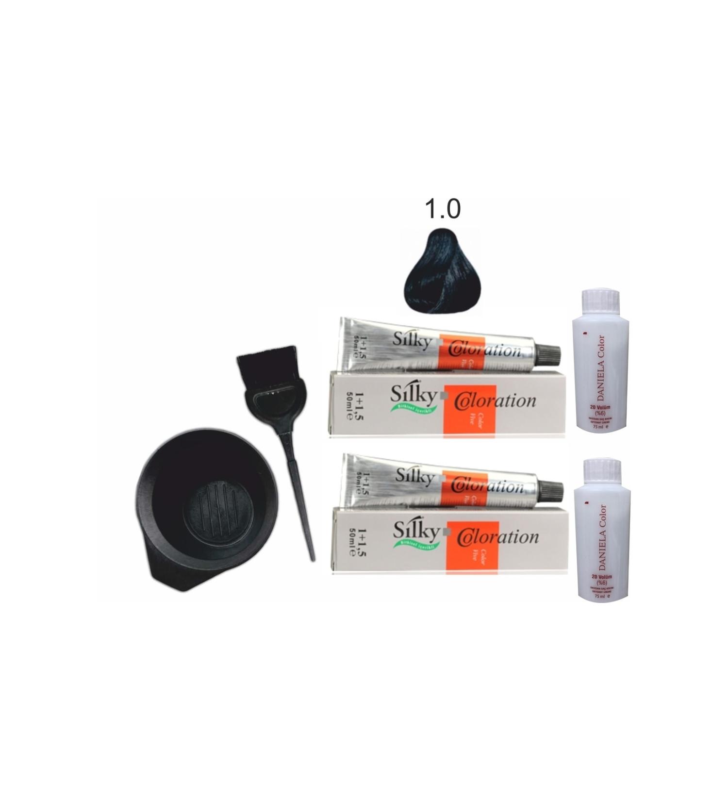 Silky Herbal Hair Dye 1.Black 1+1.5 50ml X2pcs