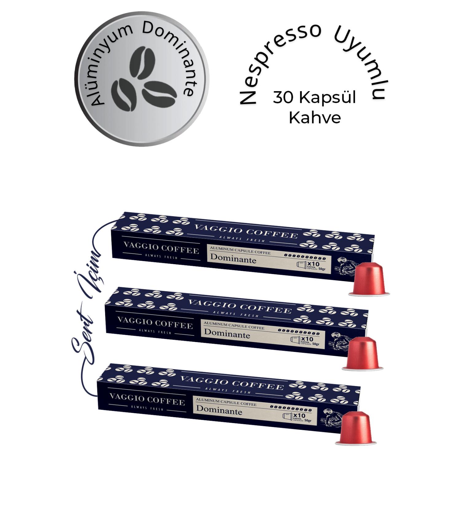 Vaggio Coffee Nespresso Compatible Dominante Aluminum Capsules 10 Pieces