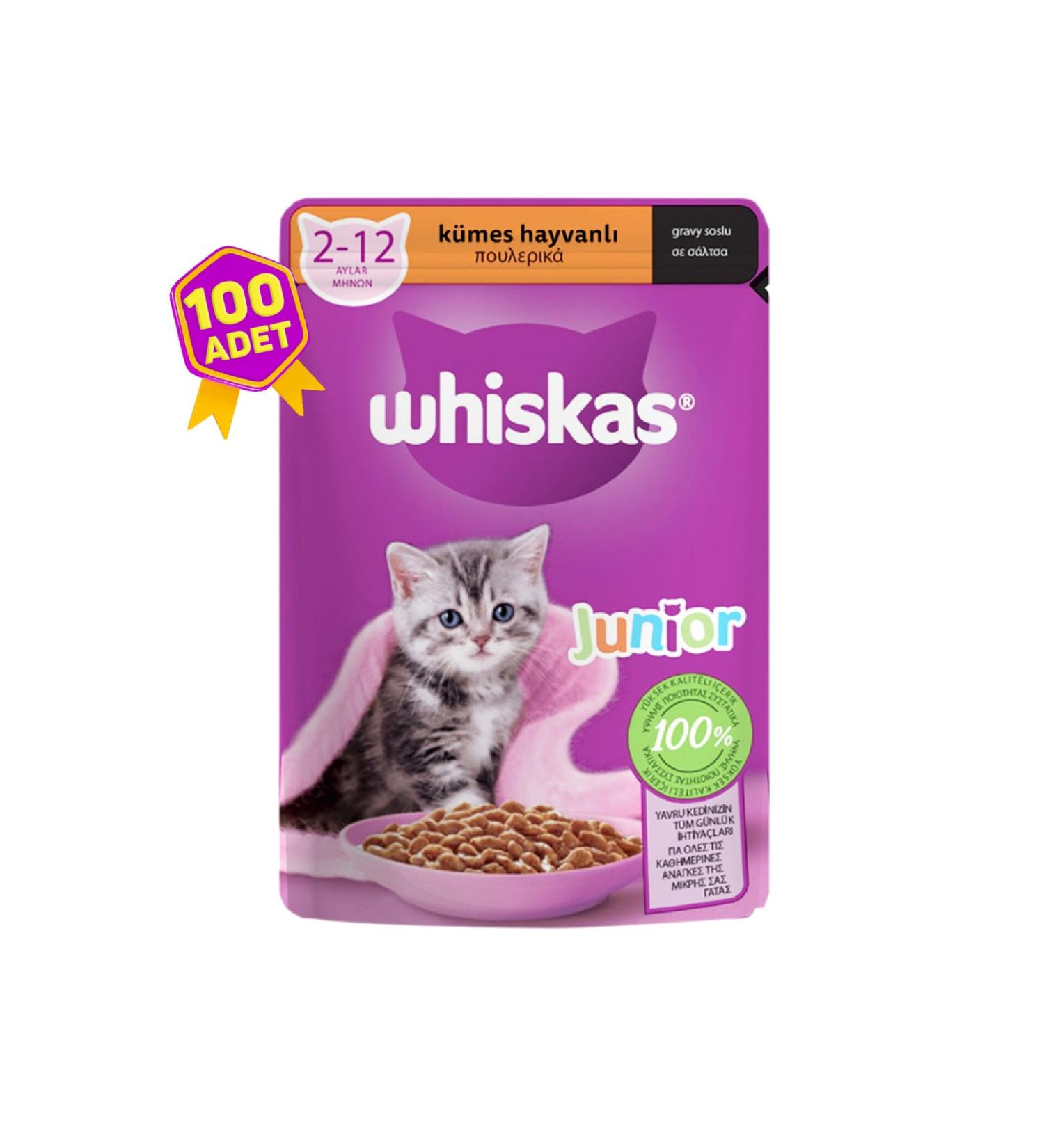 Whiskas Poultry Pouch Complete Canned Food for Kittens 100 X 85 Gr.
