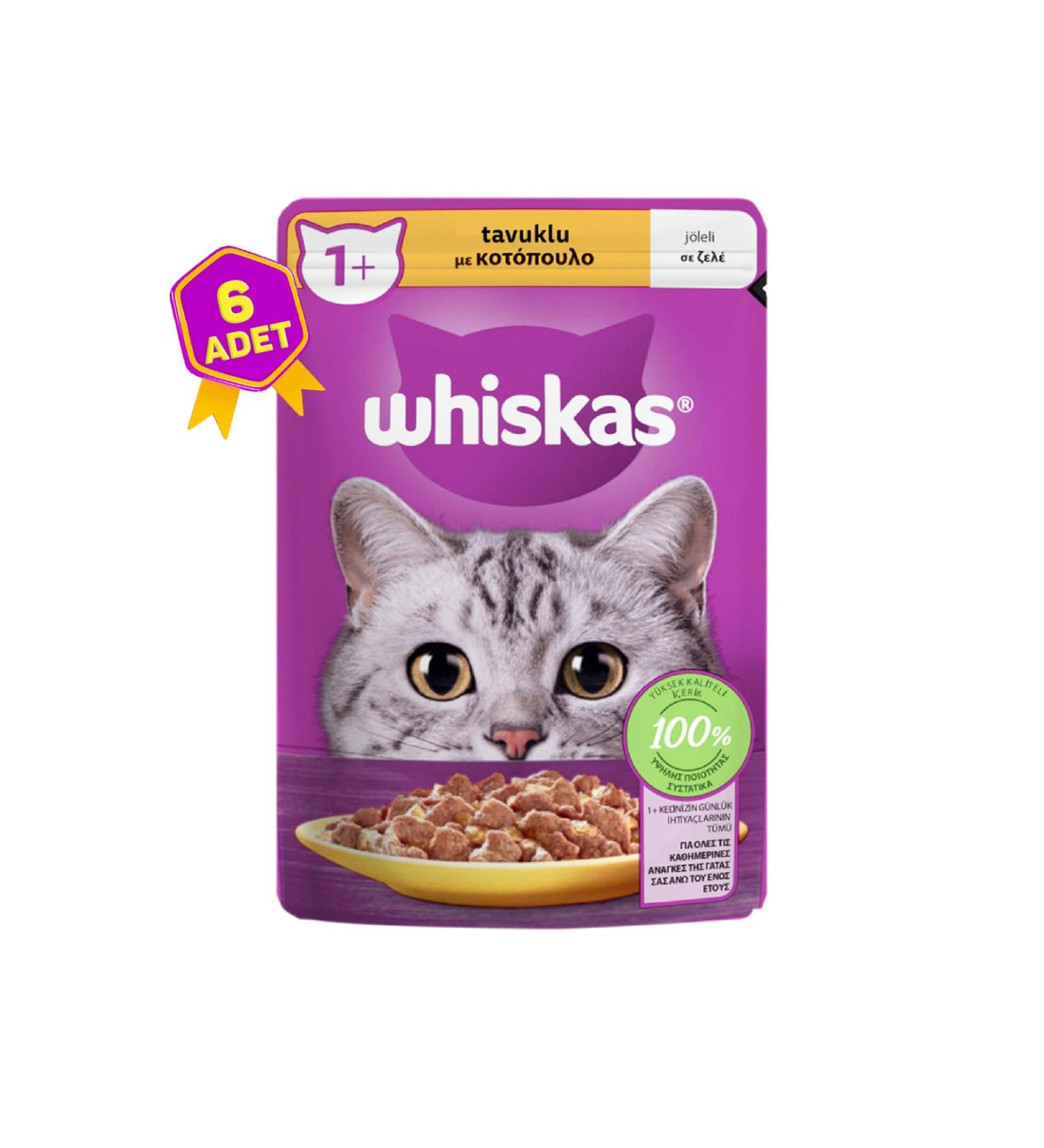 Whiskas Chicken Pouch Complete Food for Adult Cats Canned 6 X 85 Gr.
