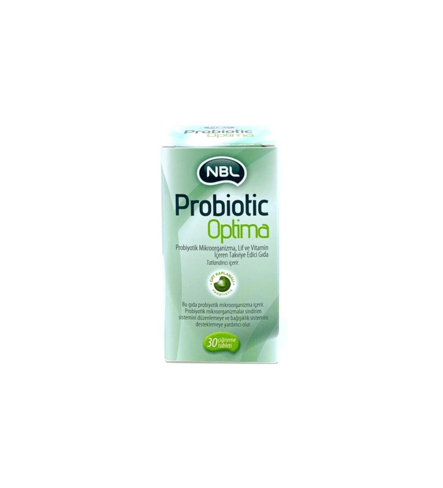 Nobel Optima Probiotic Fiber and Vitamin Supplementary Food 30 Chewable Tablets