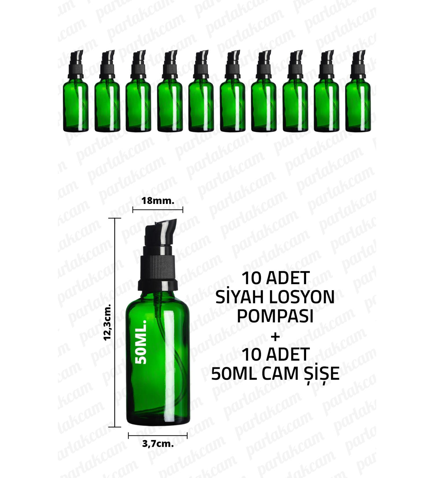 Parlakcam 30ml White Lotion Pump Green Glass Bottle 30cc White Cream Pump Head Green Glass Bottle 3 Pieces